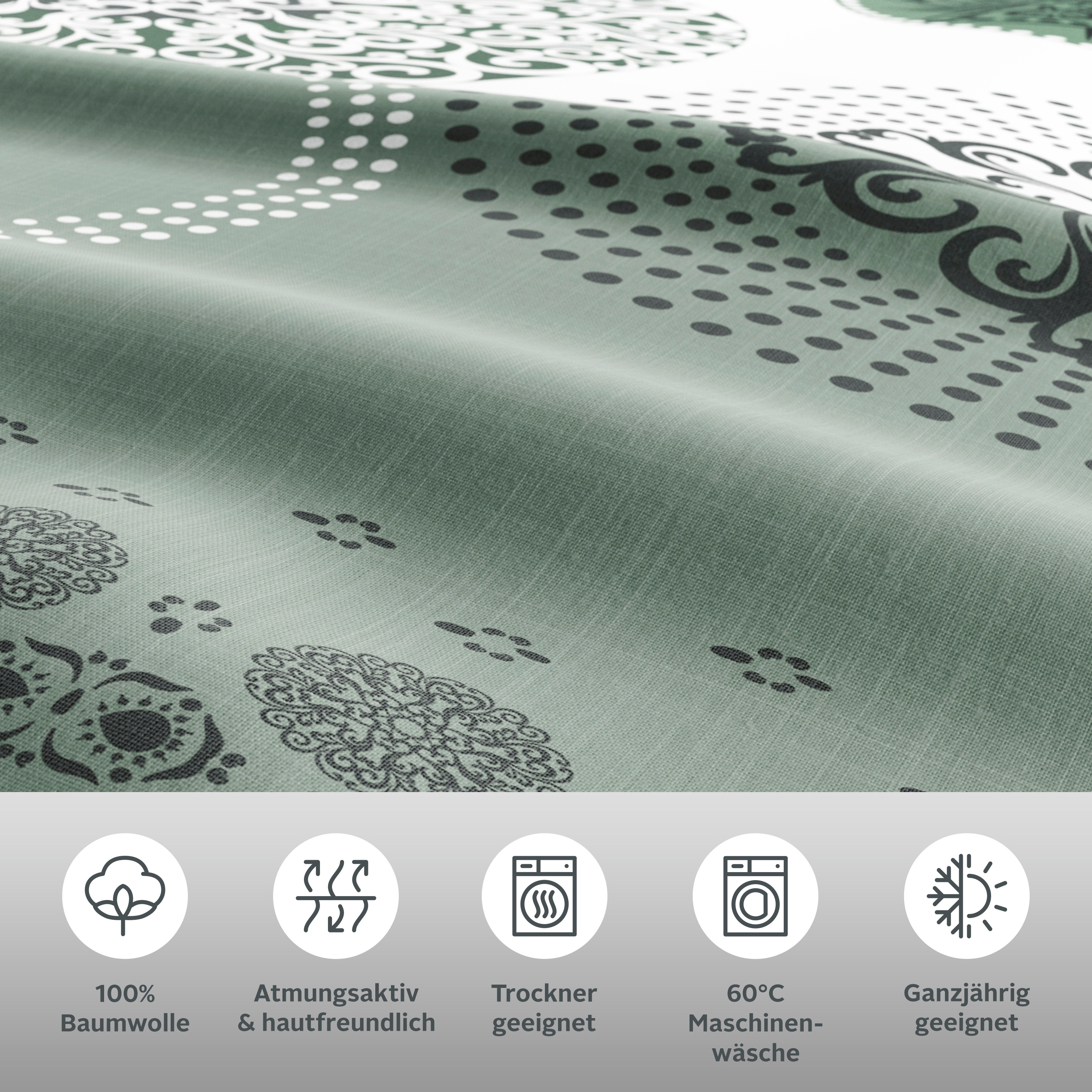 Thumbnail - my home Bettwäsche "Tesso in Gr. 135x200, 155x220 oder 200x200 cm" 2 tlg. Bettwäsche mit Ornamenten und in verschiedenen...