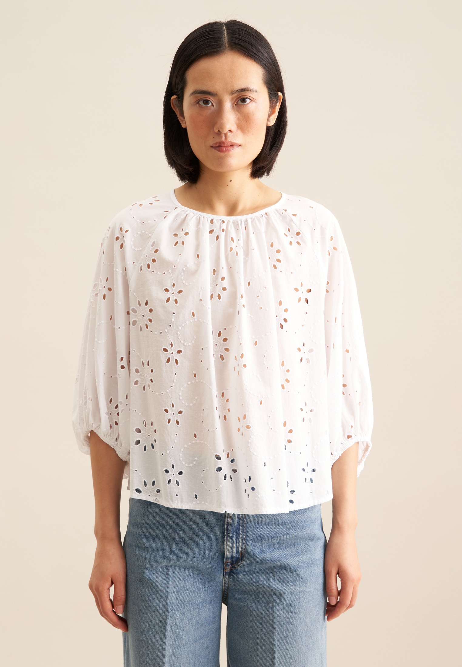 seidensticker Shirtbluse "Schwarze Rose" 3/4 Rundhals Stickerei günstig online kaufen