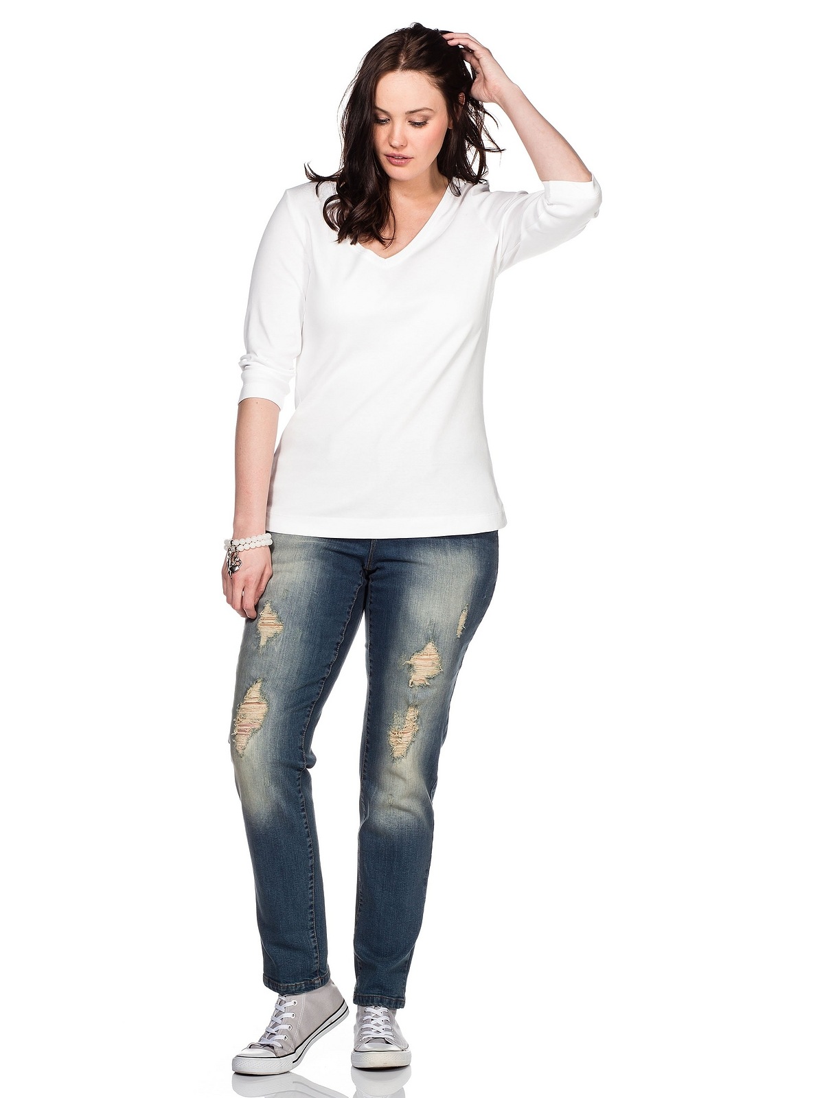 Sheego 3/4-Arm-Shirt »Große Größen«, aus reiner Baumwolle