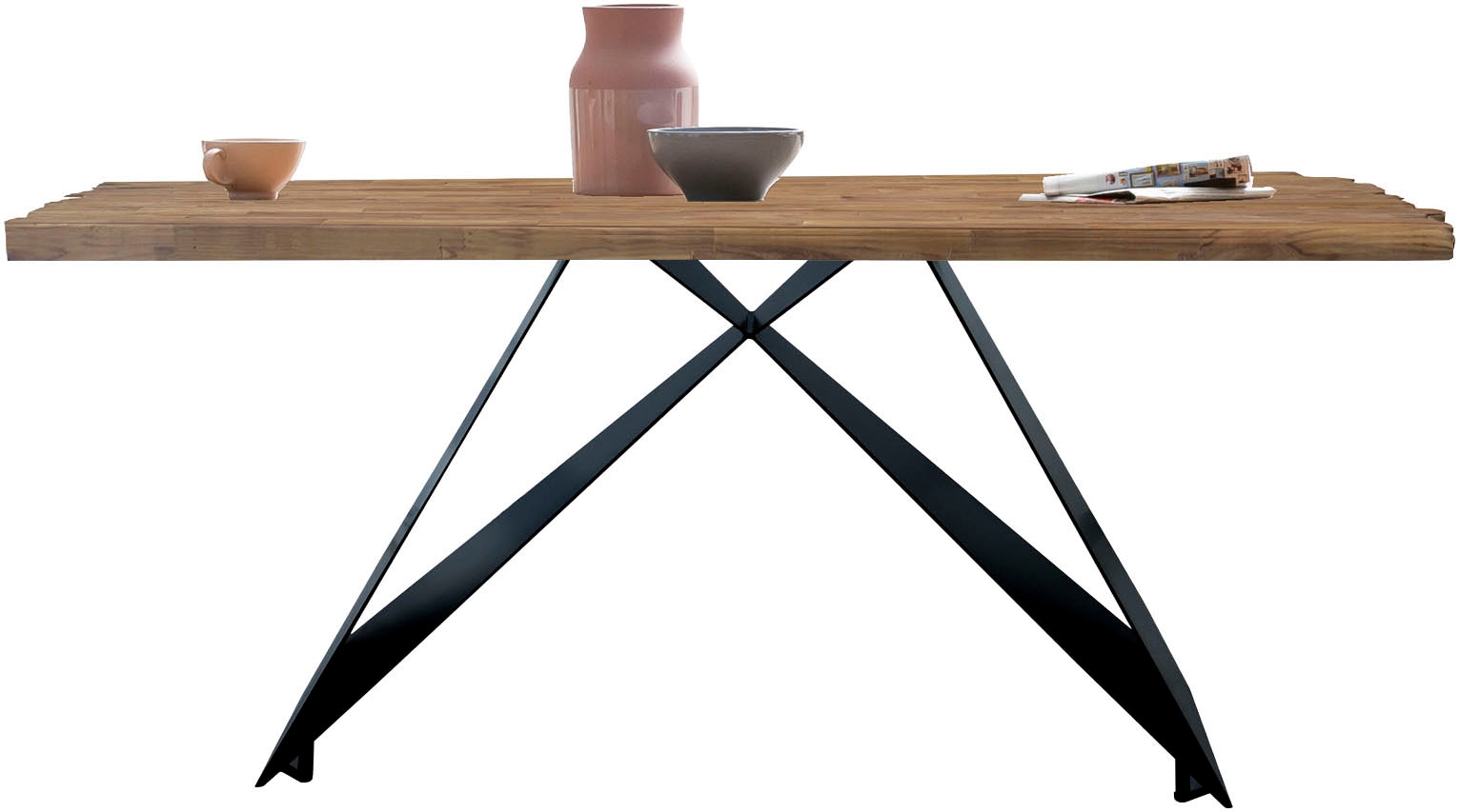 SIT Esstisch »Ischia aus Teak mit 50-mm-Platte & Cross-Base-Gestell« 1 Stk. tlg. 50-mm-Teakplatte mit markanter Bruchkante an den kurzen Seiten