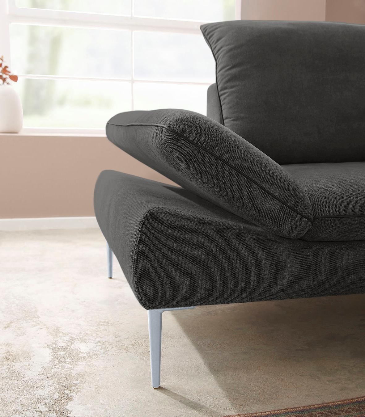 W.SCHILLIG Ecksofa »enjoy&MORE, mit tollem Sitzkomfort, elegant und bequem, L-Form«, mit Sitztiefenverstellung, Füße silber matt, Breite 294 cm