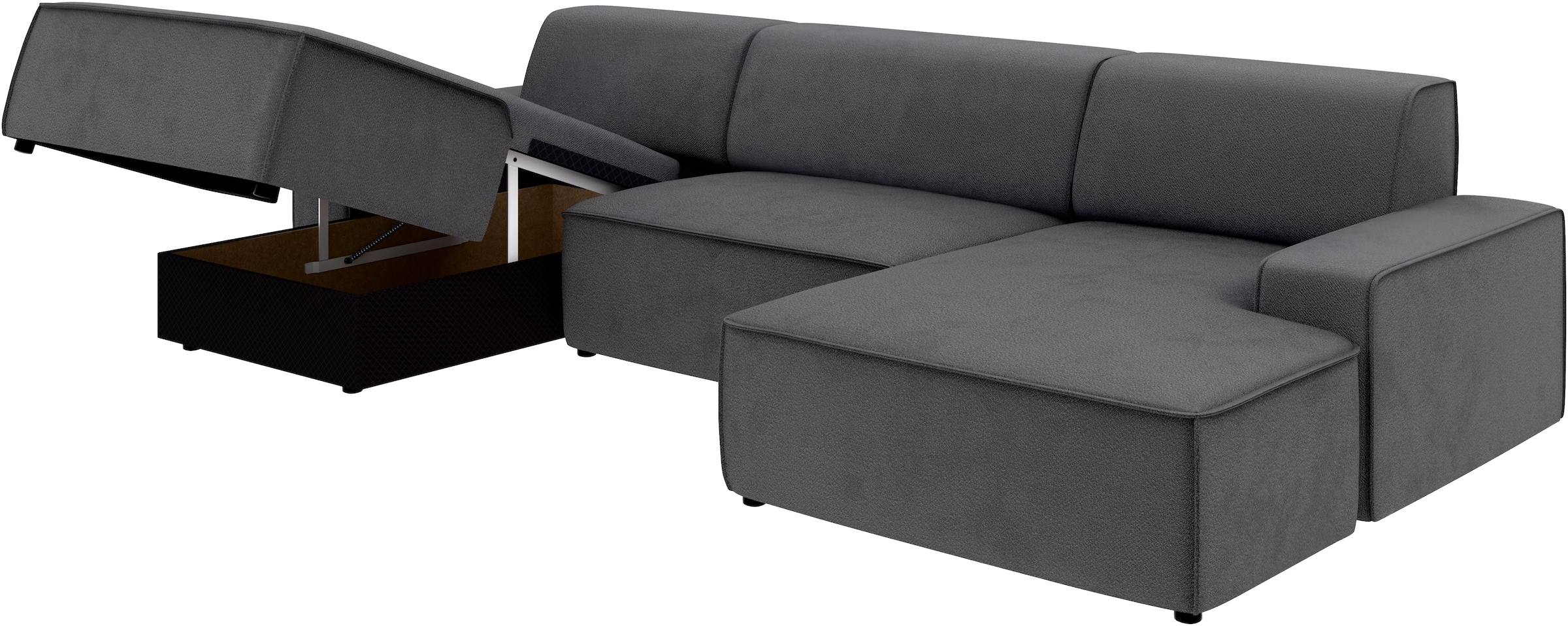 TRENDMANUFAKTUR Wohnlandschaft »Graz, wahlweise mit Sitzvorschub und Bettkasten, U-Form, Breite 329 cm«, in Cord-, haustierfreundlichem LEO Struktur- oder LUMOS-3D-Bezug