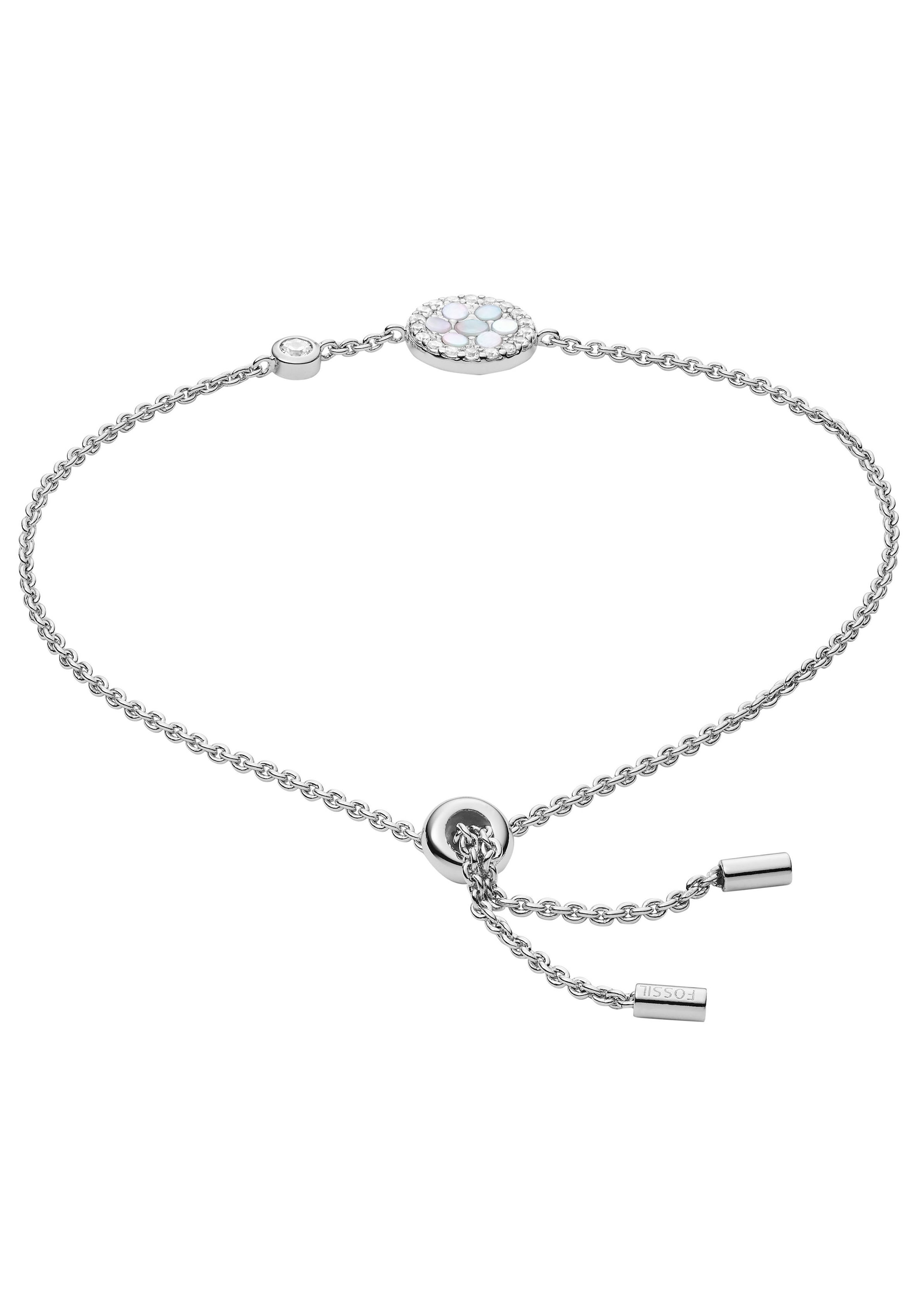 Fossil Silberarmband »JFS00519040«, mit Zirkonia (synth.) - mit Perlmutt