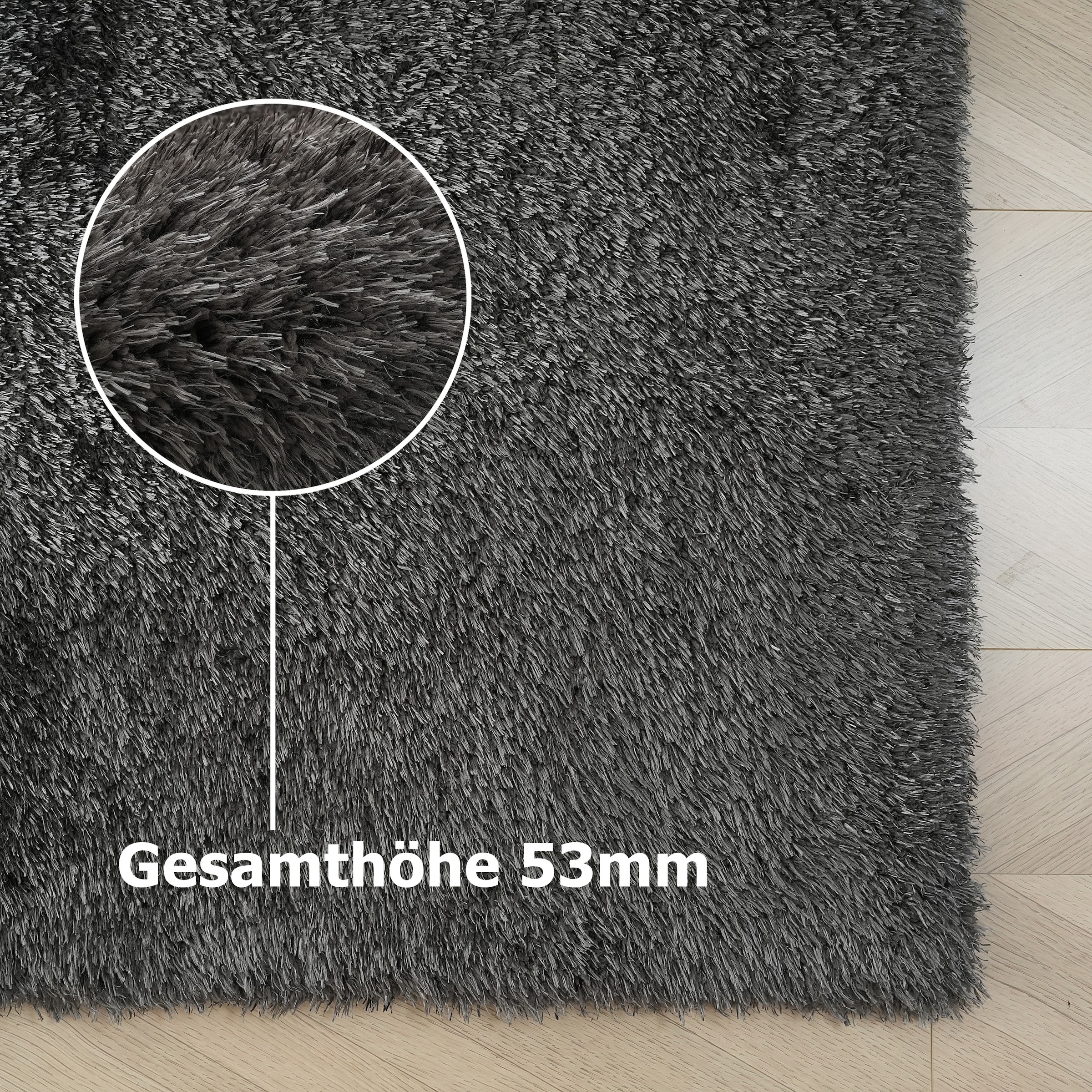 my home Hochflor-Teppich »Micro Shaggy, aus weicher Mikrofaser«, rechteckig, 53 mm Höhe, weich, flauschig, Uni-Farben, Wohnzimmer, Schlafzimmer, Kinderzimmer