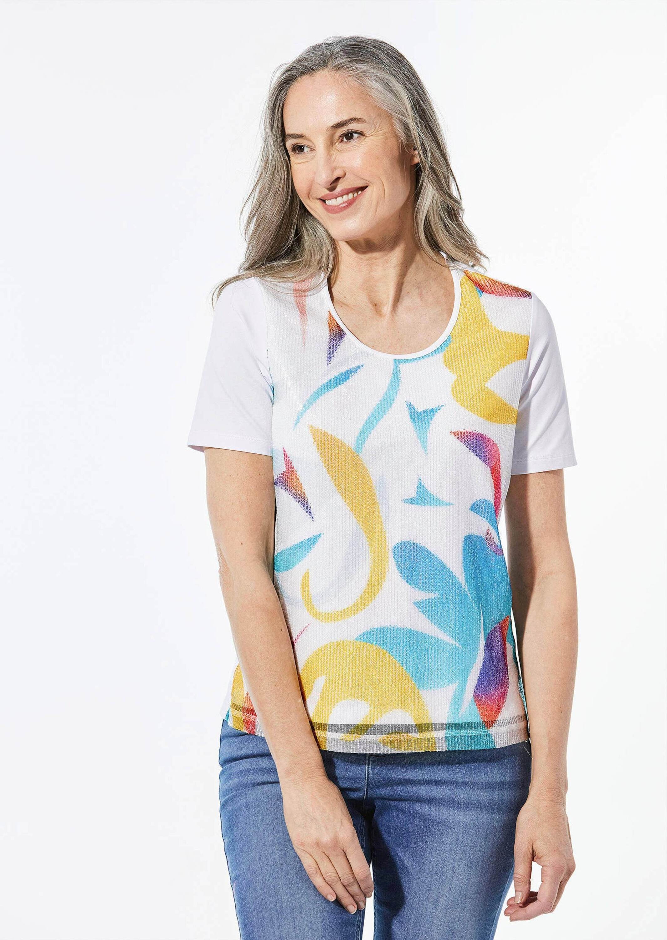 GOLDNER Kurzarmshirt »Shirt Shirt mit Rundhalsausschnitt«