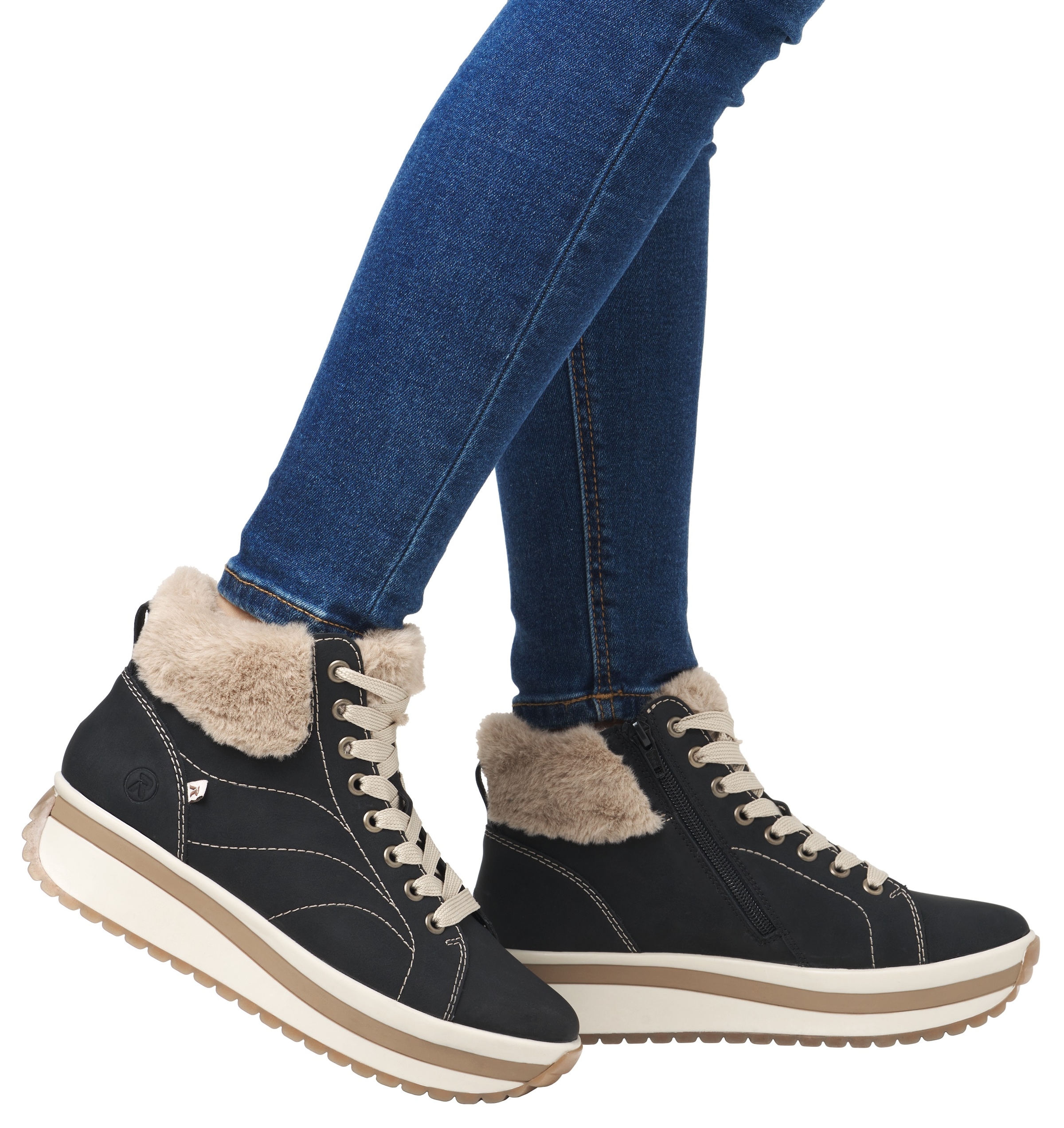 Rieker EVOLUTION Winterboots, Keilsneaker, Plateauboots mit Fellimitatkragen