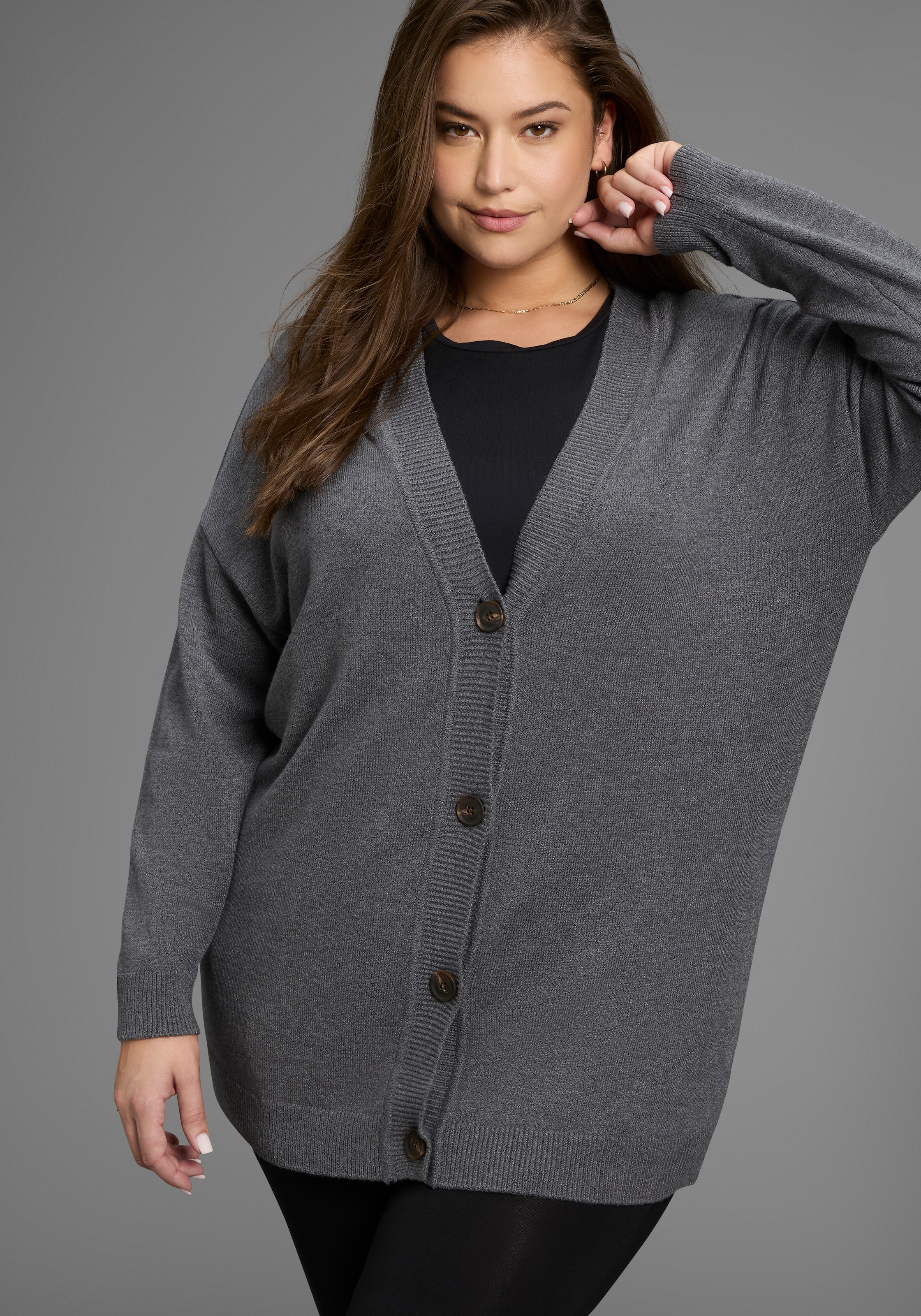 Laura Scott CURVE Strickjacke, in kuscheligem Feinstrick und hüftbedeckende günstig online kaufen