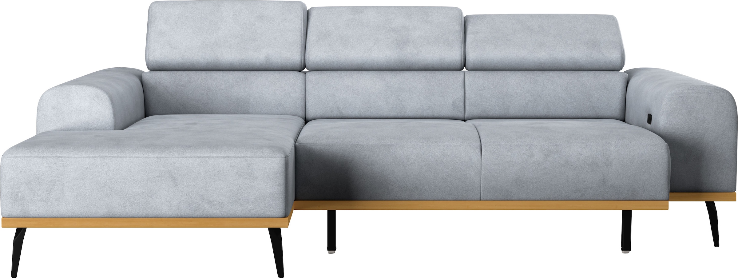 Places of Style Ecksofa »Carlo L-Form«, mit Kopfteilverstellung & Holz-Rahmenoptik, wahlweise Relaxfunktion