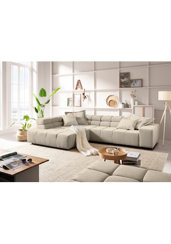 Ecksofa »Ancona incl. Kopfteilverstellung, Zierkissen B/T/H: 319/210/70 cm«