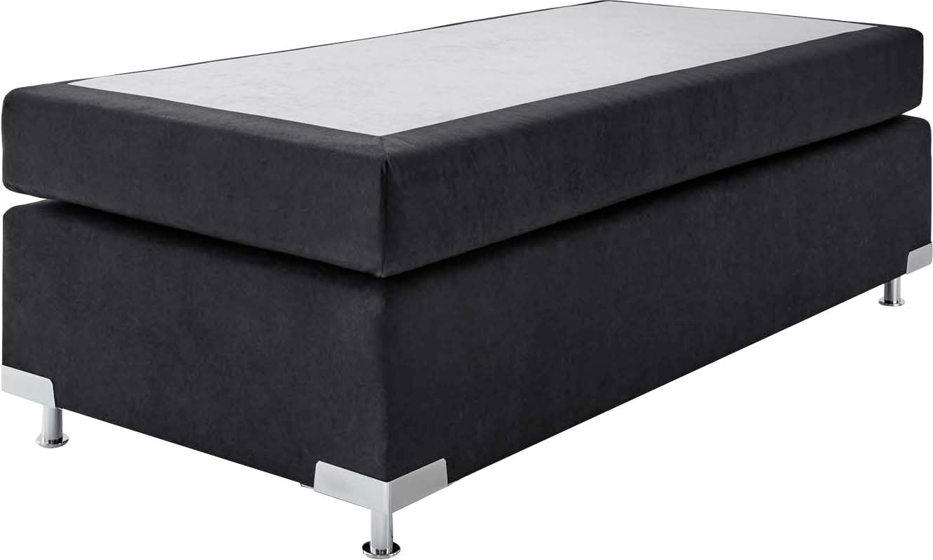 Boxspringbett, B:122cm L:201cm, schwarz, WESTFALIA SCHLAFKOMFORT, Microvelours (100% Polyester), Komplettbetten, "Holland", ohne Kopfteil, frei im