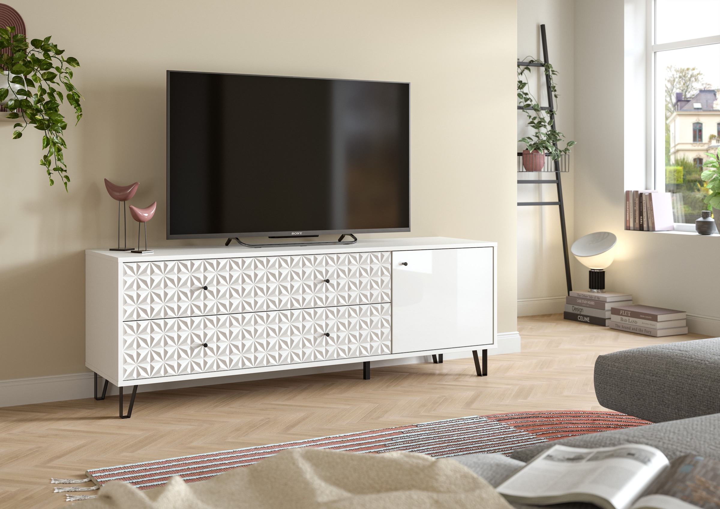 Home affaire Lowboard »VICENZA, Breite 164cm, 1 Tür, 1 Einlegeboden, 2 Fächer, 2 Schubkästen« Kommode, Schrank, Anrichte, Board, Wohnzimmerschrank