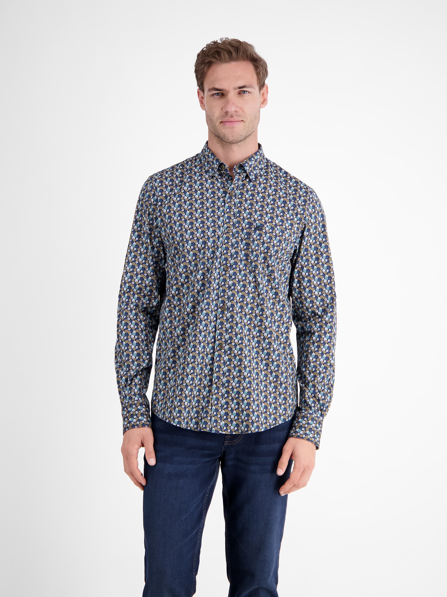 LERROS Langarmhemd "Herren Langarmhemd, modisch gemustert" günstig online kaufen