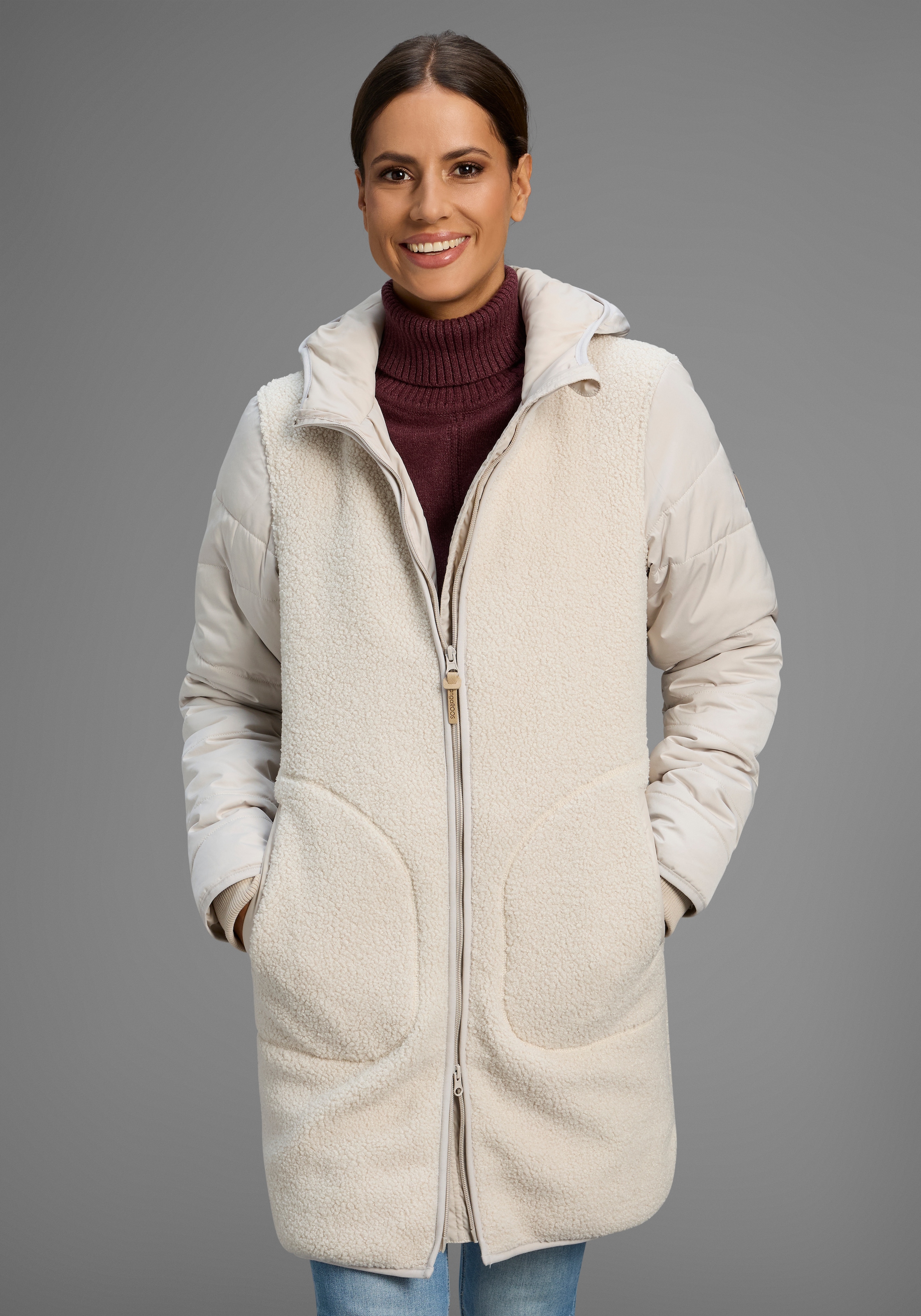 KangaROOS Hybridjacke, mit Kapuze, Übergangsjacke aus Teddy-Fleece mit gest günstig online kaufen