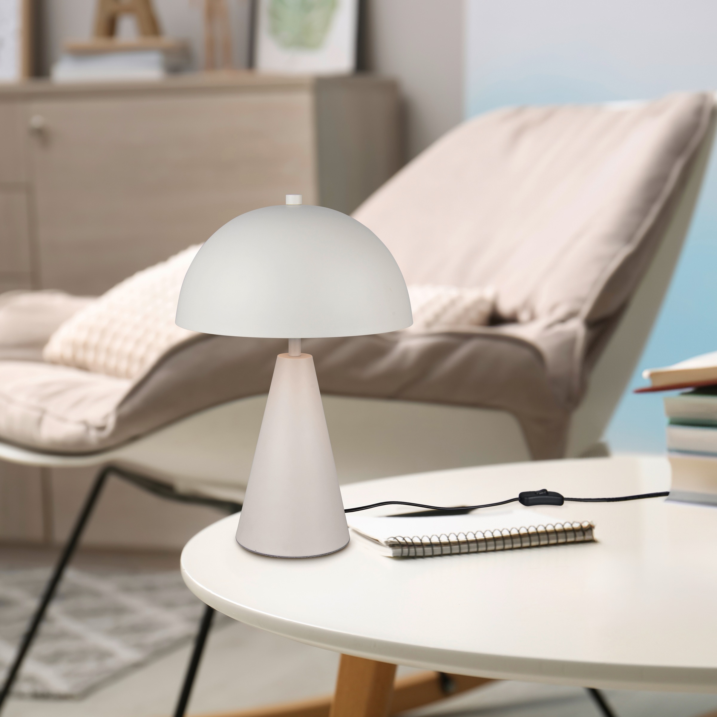 TRIO Leuchten Tischleuchte »ALFIE, Metall Tischlampe Höhe 43cm Ø 30cm exkl 1x E27 max 40W« E27 1 Stk. warmweiß - kaltweiß Schnurschalter ON/OFF, aus min. 50% Recycling-Material