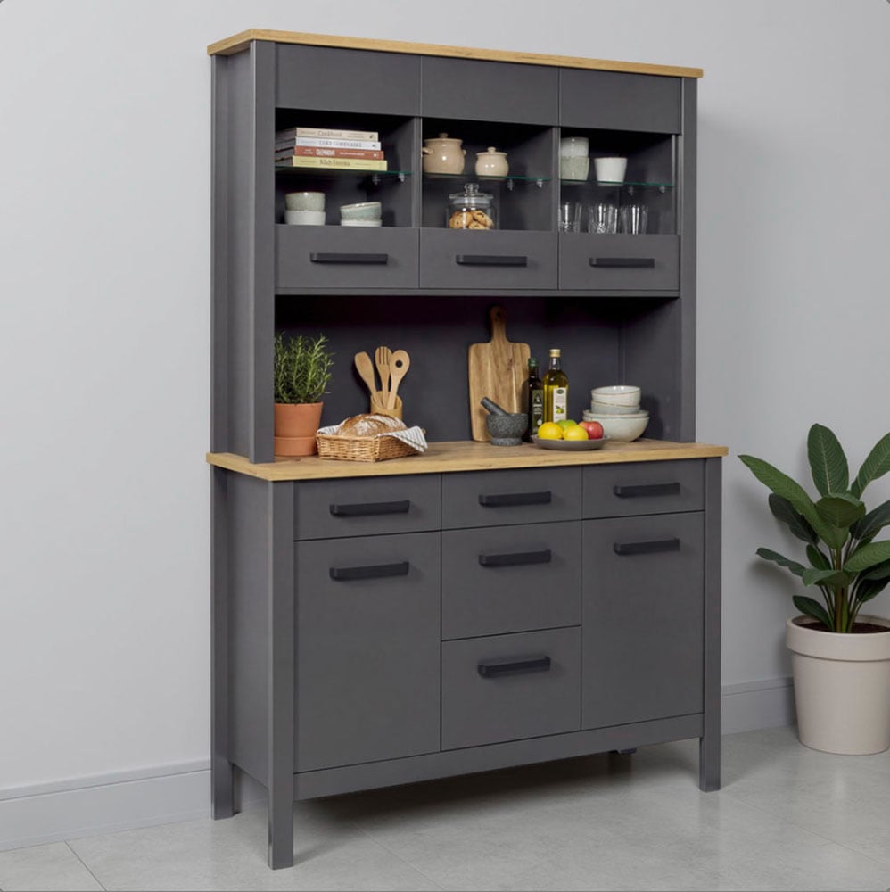 Inter Link Buffet "Pienza, Buffetschrank, Küchenschrank, Geschirrschrank mit Softclose" 1 Stk. tlg. Stauraum-Modul, passend zur Modularen Küche, 130x45x195,5 cm