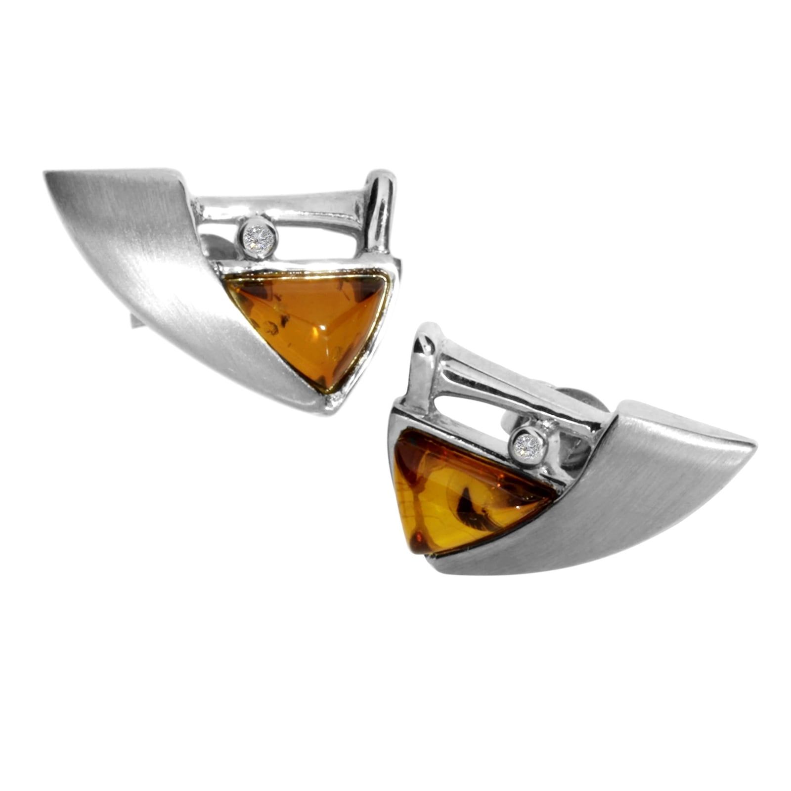 OSTSEE-SCHMUCK Paar Ohrstecker »- Sigri - Silber 925/000 - Bernstein/Zirk.«