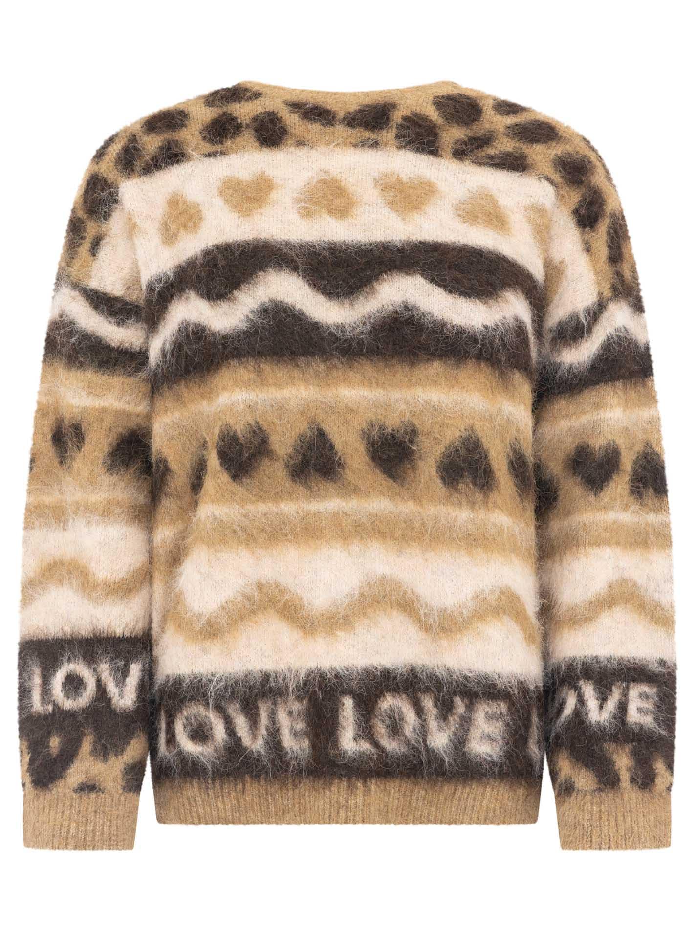 Zwillingsherz Strickpullover »"LEO LOVE"« auffallender Mustermix, Rundhals, oversize, komfortables Strick