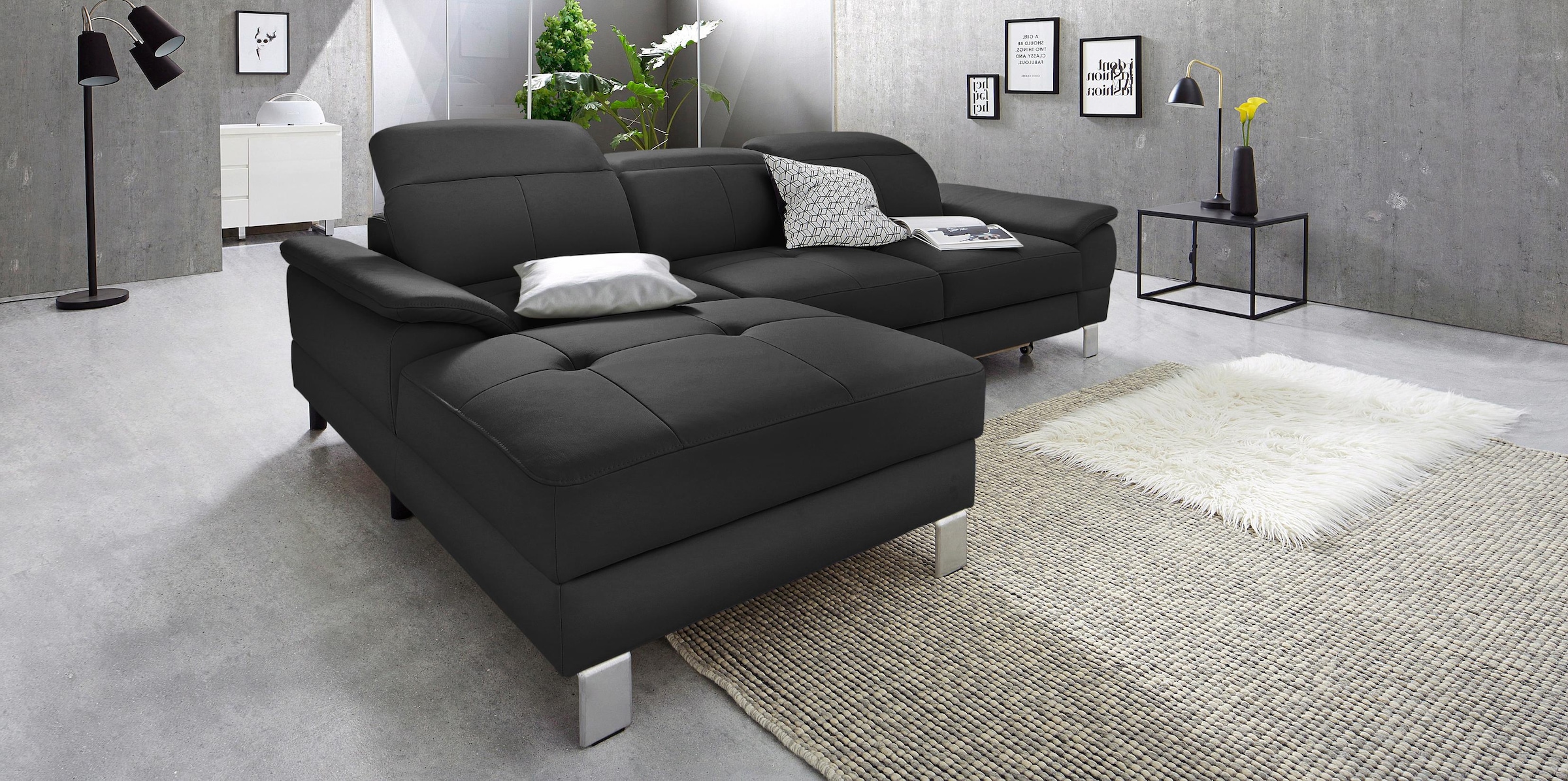 exxpo - sofa fashion Ecksofa »Mantua 2, inkl. Kopf- bzw. Rückenverstellung, bequem, L-Form«, wahlweise mit Bettfunktion und Bettkasten, tolle Verarbeitungsdetails