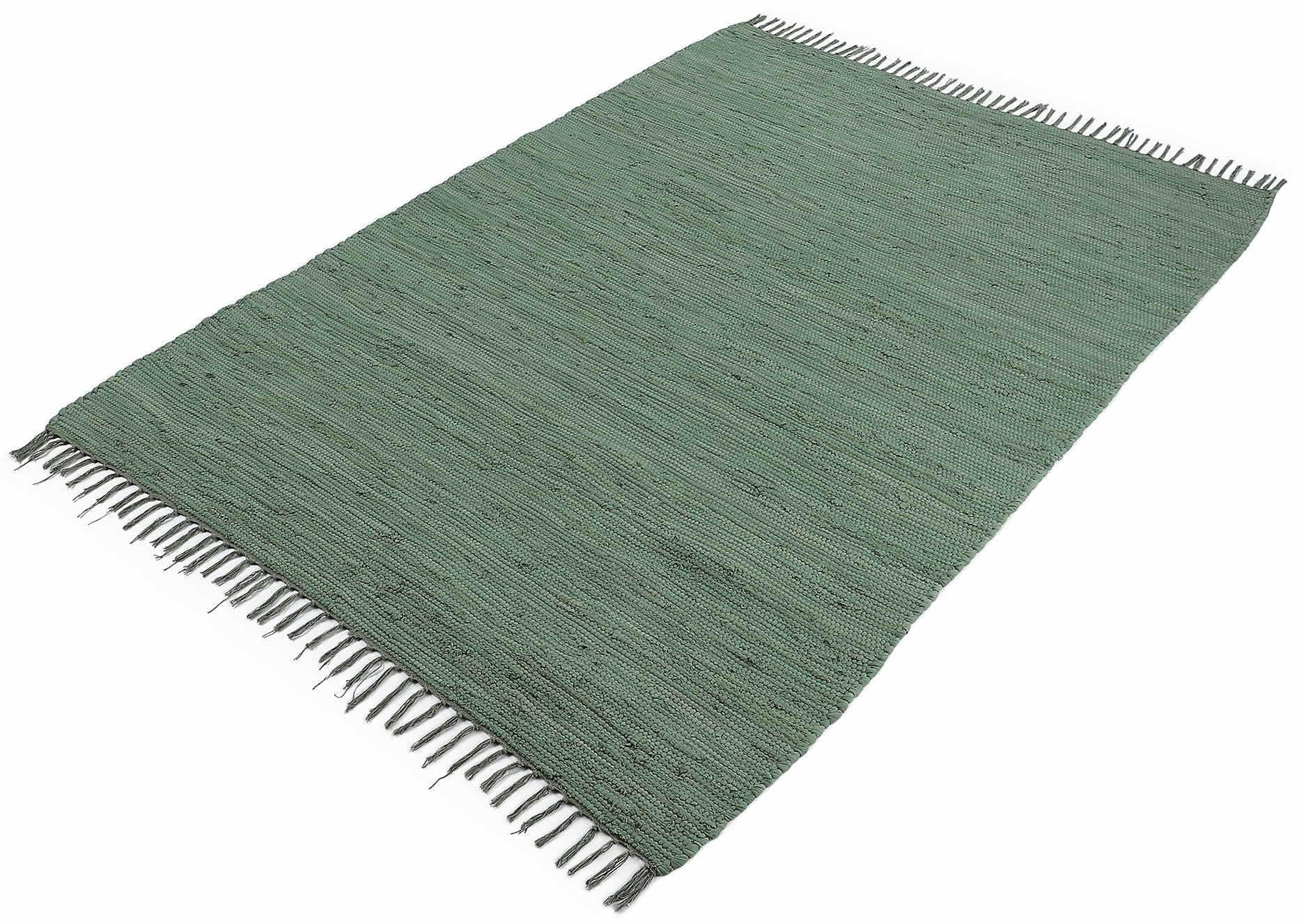 carpetfine Teppich »Kelim Chindi uni«, rechteckig, 5 mm Höhe, Wendeteppich, reine Baumwolle, handgewebt, Uni-Farben, mit Fransen