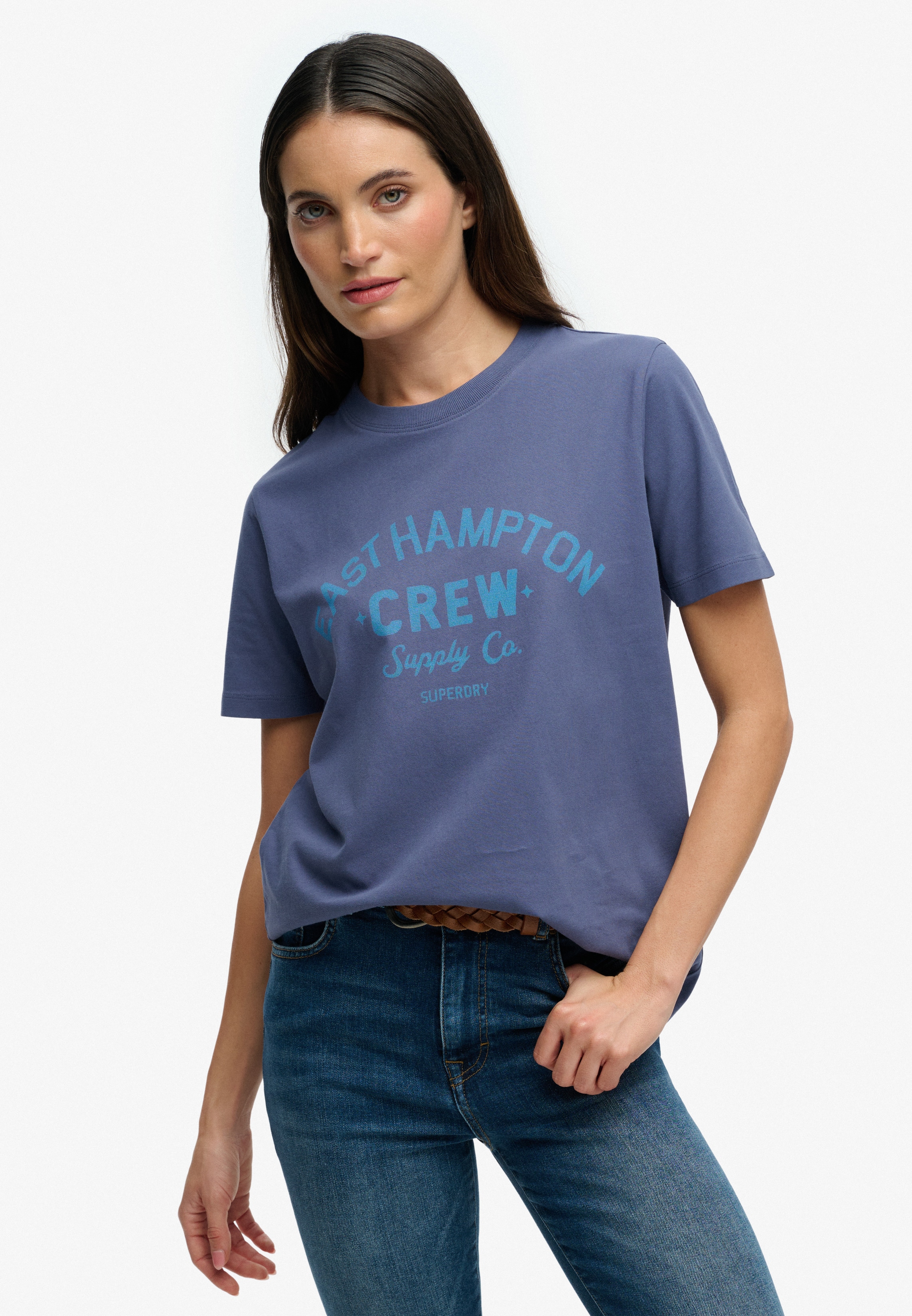 Superdry Print-Shirt "BEACH CLUB RELAXED TEE" aus Baumwolle und Single Jersey, Relaxed Fit, mit Rundhalsausschnitt