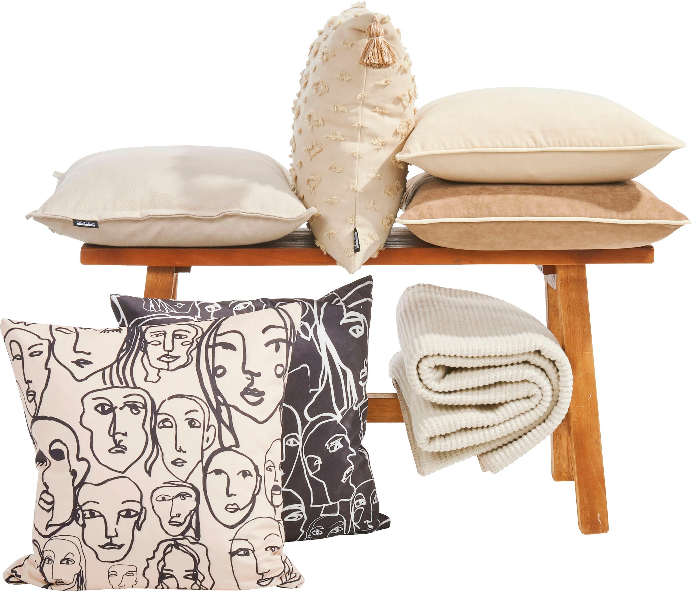 done. Dekokissen "Velour Print Crowd" Beidseitig bedruckte Kissenhüle ohne günstig online kaufen