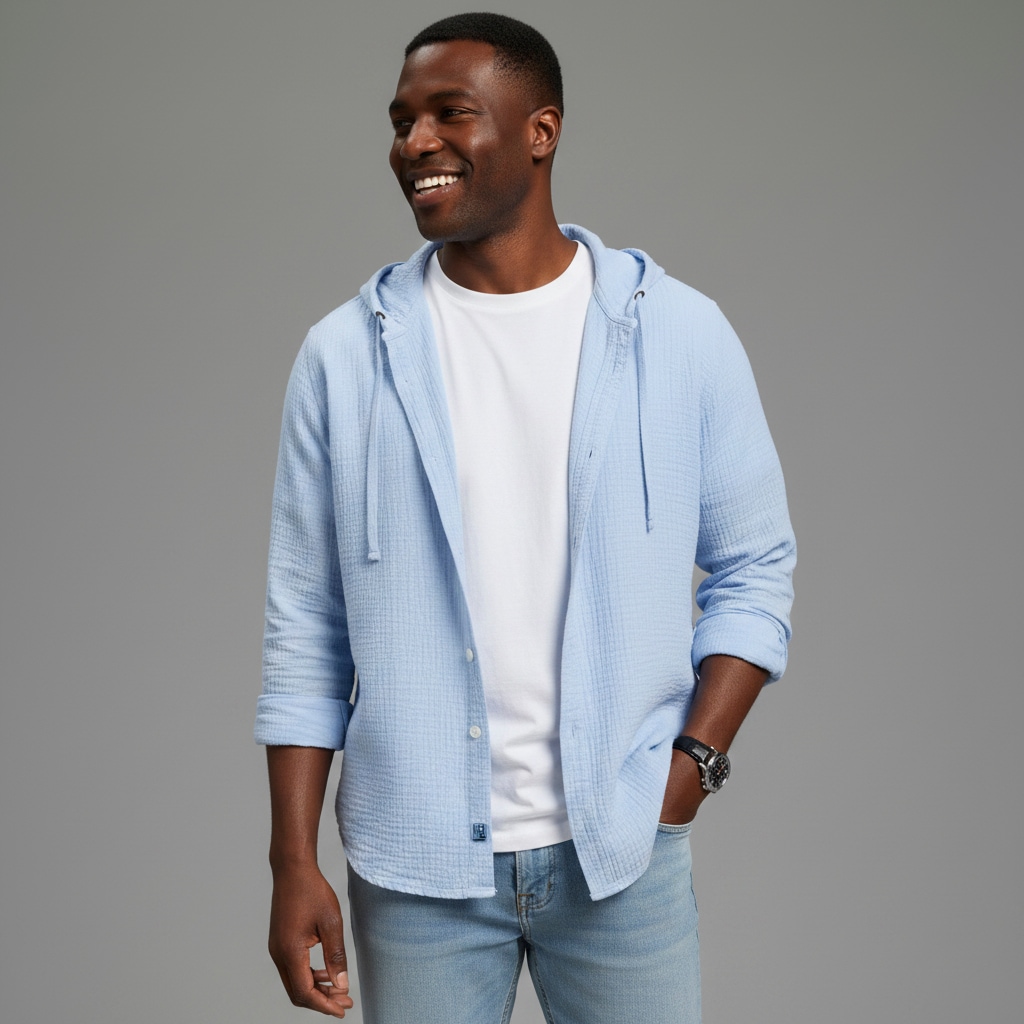 KangaROOS Kapuzenhemd Langarm mit Ärmelschlitz, für Casual- und Streetwear, aus Baumwolle