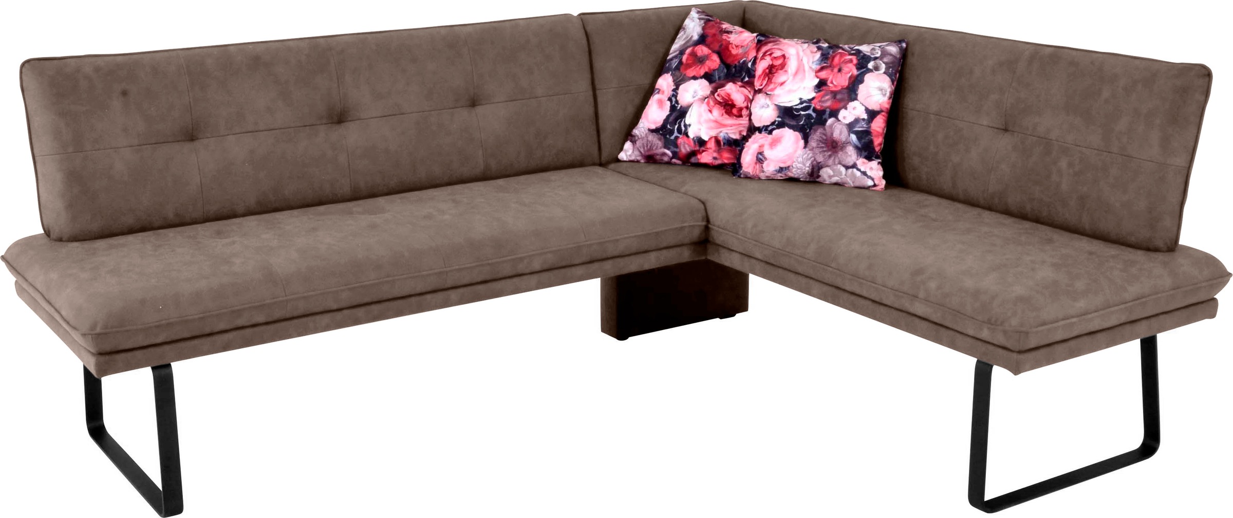 Eckbank K+W KOMFORT & WOHNEN, braun (dunkelbraun), B:207cm H:87cm T:157cm, Sitzbänke, Eckbank, Polstereckbank in Spitzkissenoptik, Sitz und Rücken gesteppt 3