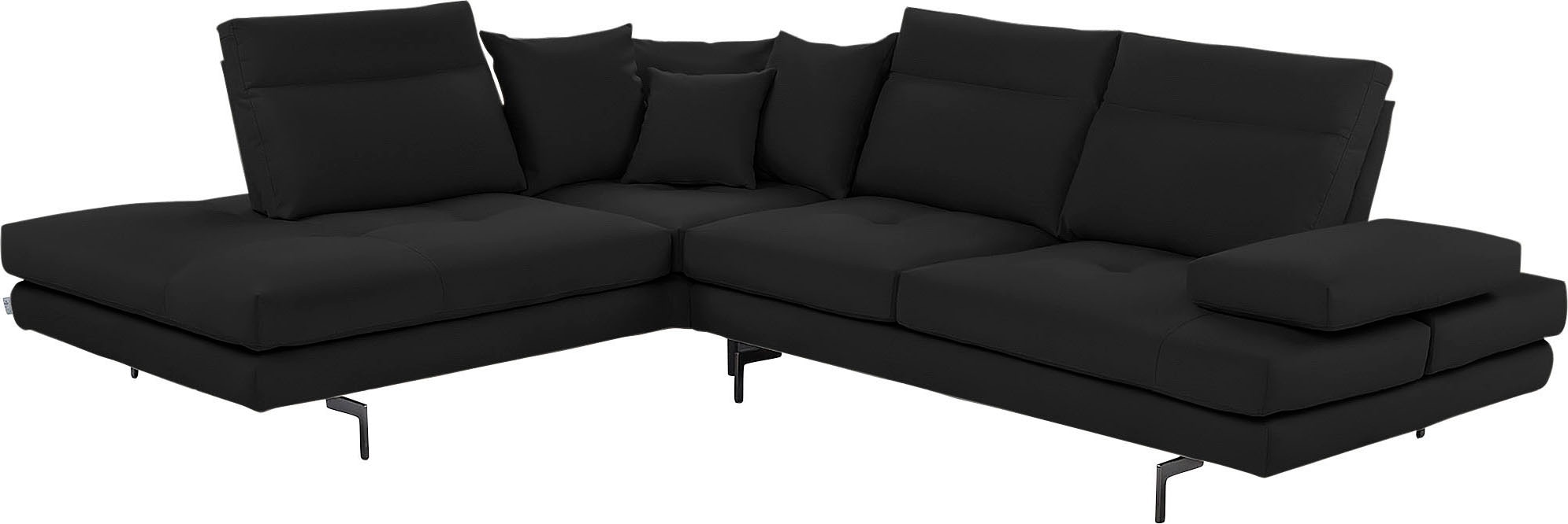 CALIA ITALIA Ecksofa "Toby Wing, B/T: 288/232 cm, Designsofa, Premium Sitzkomfort, L-Form" Sitztiefenverstellung, wahlw. mit Kissen-Set,Füße schwarz matt