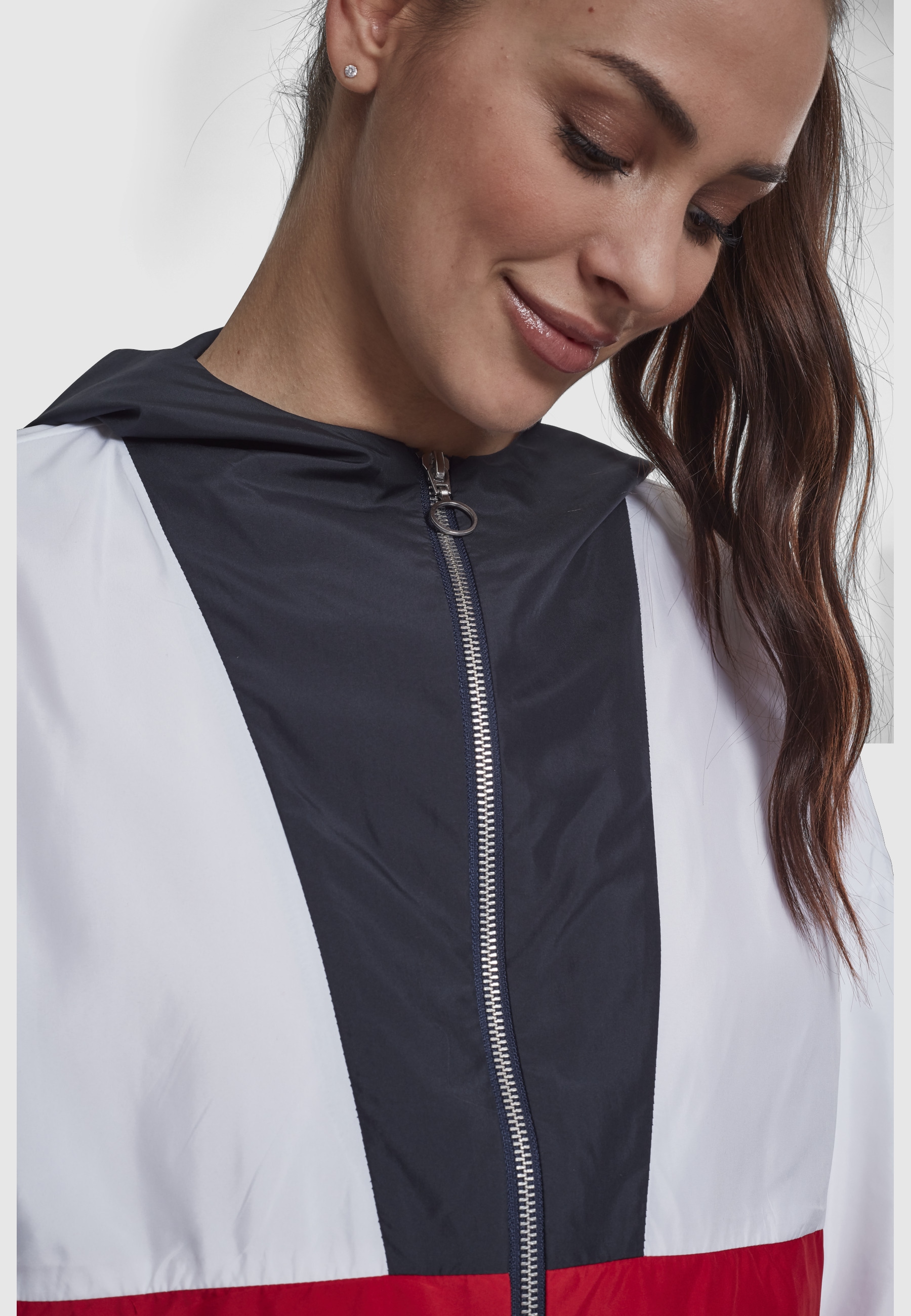 URBAN CLASSICS Anorak »Urban Classics Damen Ladies 3-Tone Oversize Windbreaker« 1 Stk. tlg. mit Kapuze