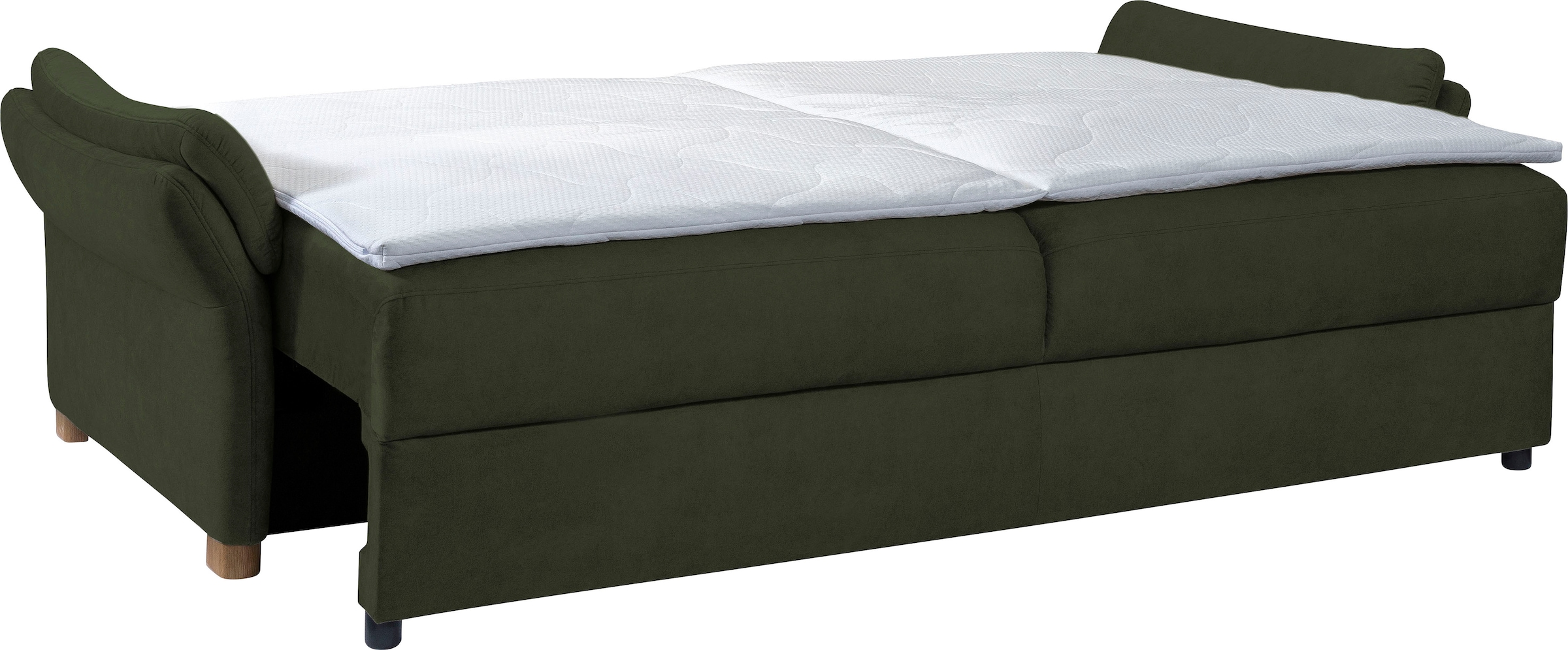 exxpo - sofa fashion 3-Sitzer »hochwertiger Sitzaufbau für hohen Sitzkomfort, bequeme Armlehnen«, inkl. Boxspring/Federkern-Polsterung, Bettfunktion und Bettkasten