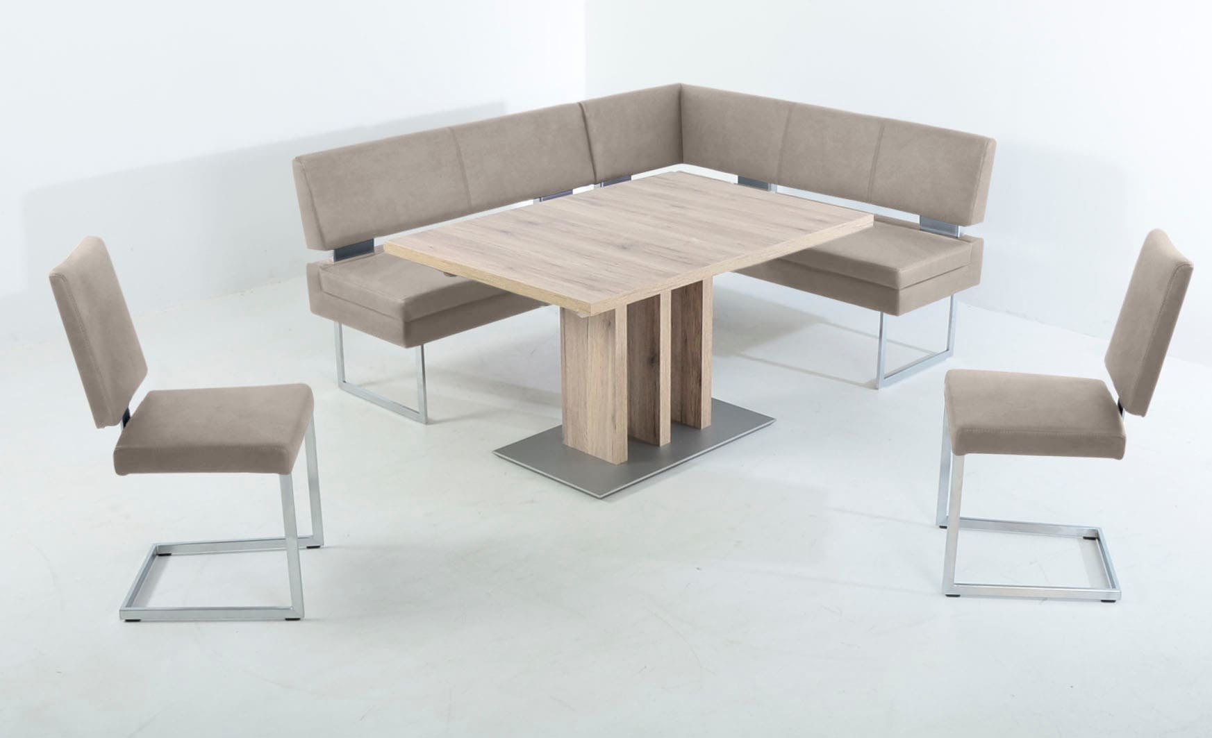 K+W Komfort & Wohnen Essgruppe 4 Stk. tlg. langer Schenkel links oder rechts, 2 Freischwinger, 1 Funktionstisch