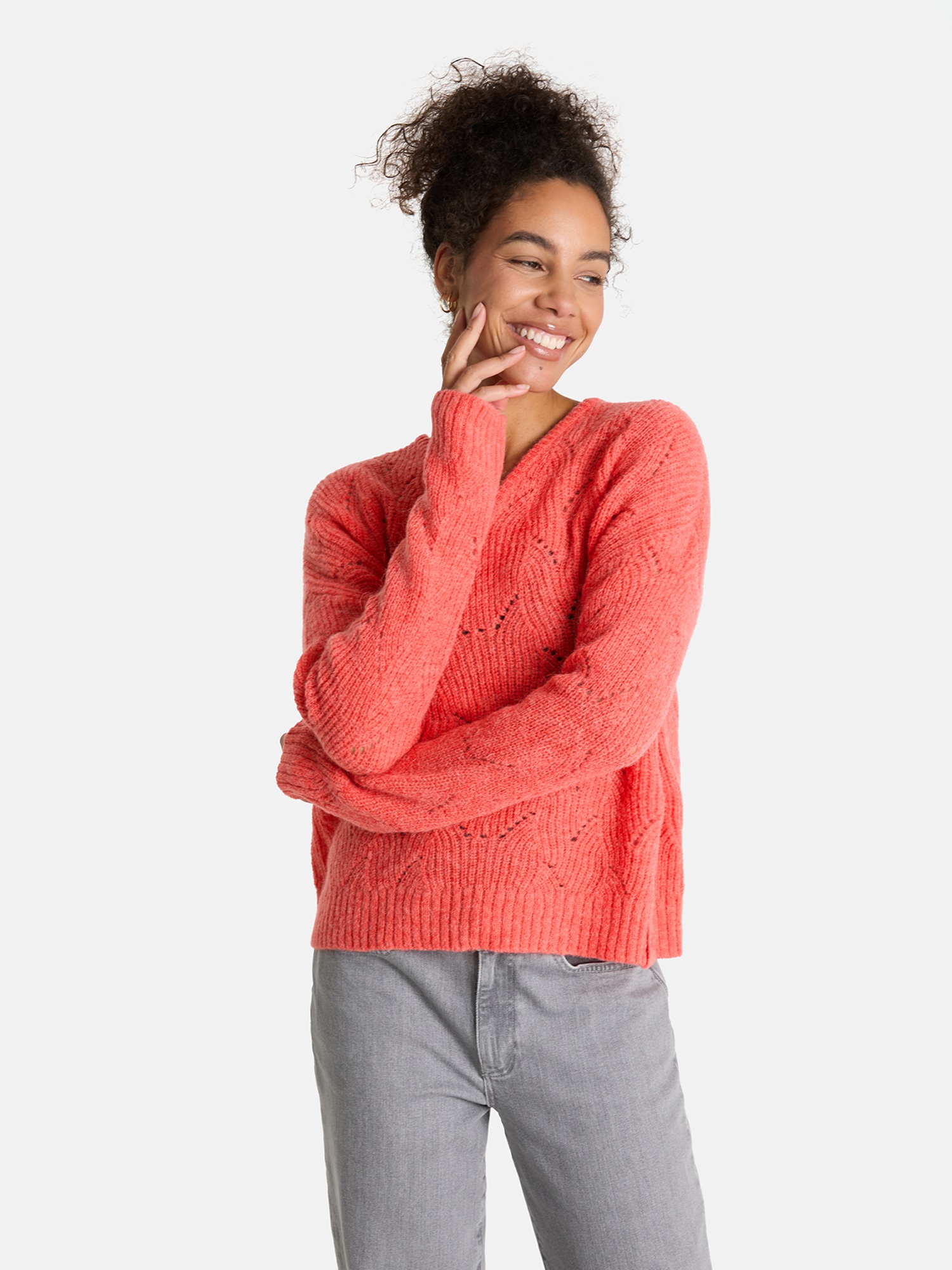 Lieblingsstück Strickpullover "SölveL" mit dezentem Lochmuster, V-Neck günstig online kaufen