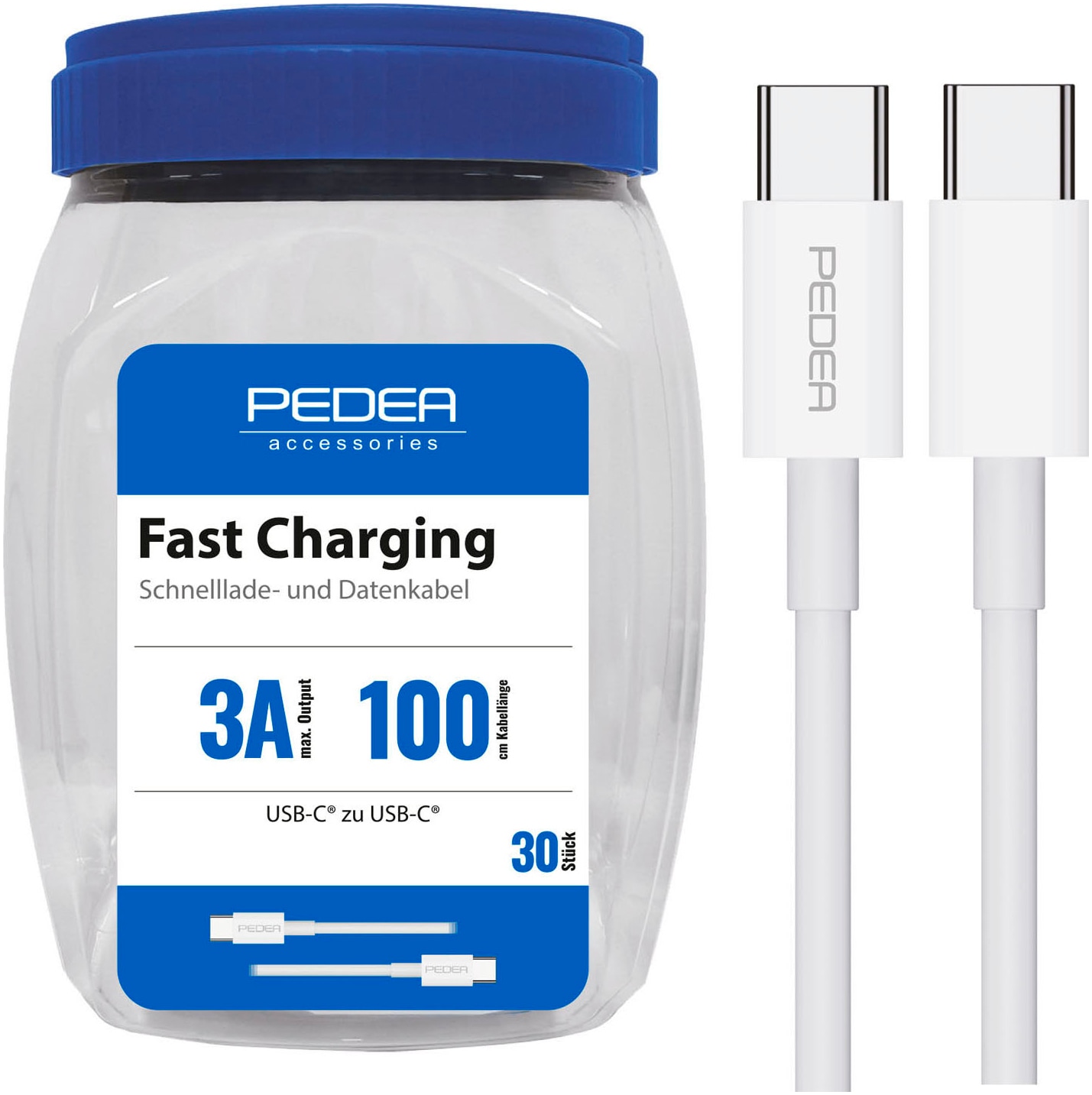 PEDEA USB-Kabel »Daten- und Schnellladekabel 30er Box USB-C/C«, USB Typ C-USB Typ C, 100,00 cm
