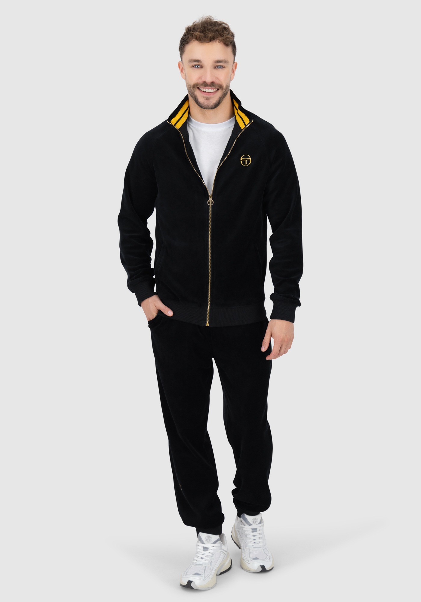 Sergio Tacchini Trainingsjacke »COURT VELOUR TRACK TOP Herren«, ohne Kapuze, Trainingsjacke Herren, leichte Jacke, Velour Sportjacke, Outdoor, Sale