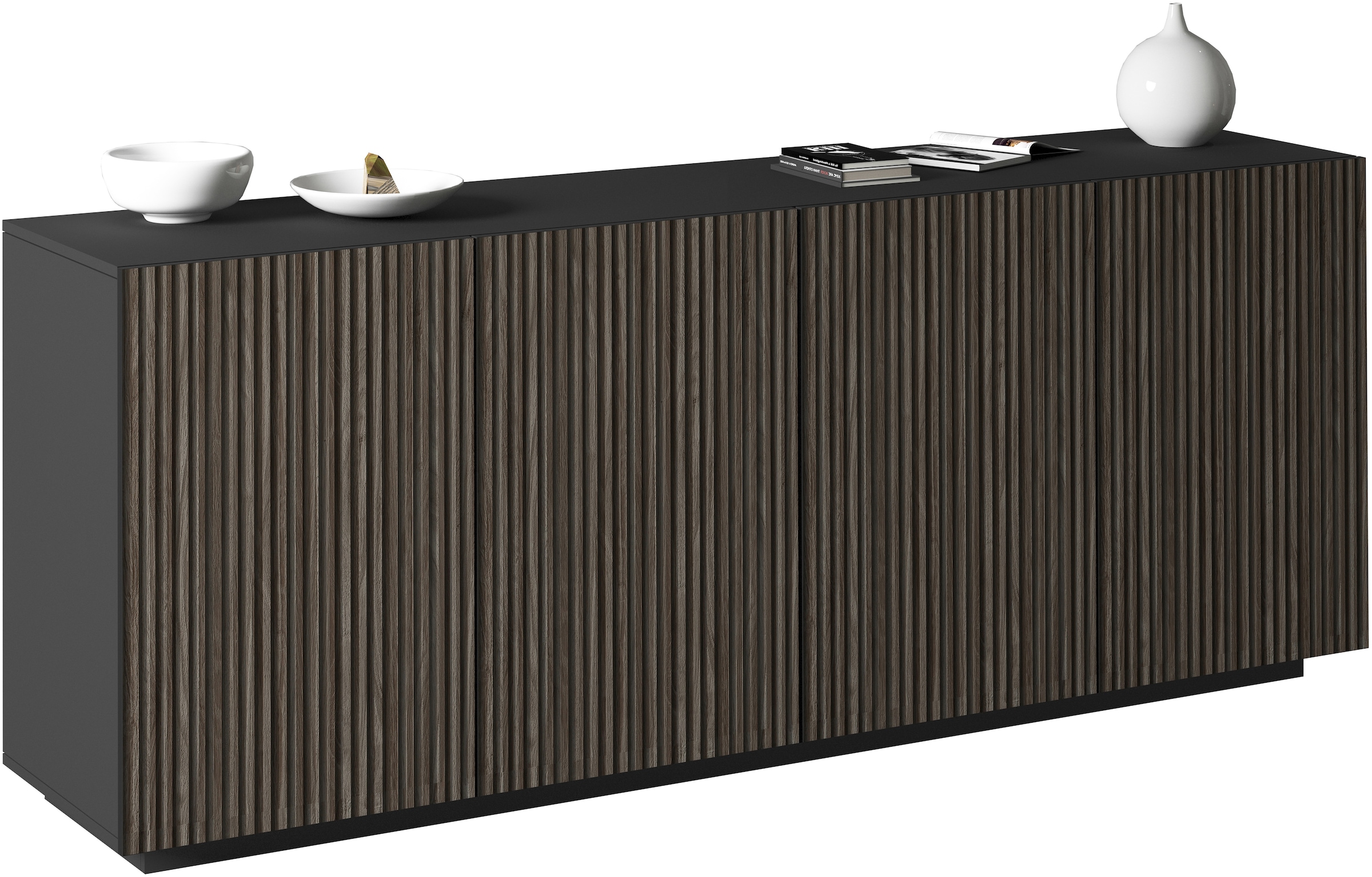 INOSIGN Sideboard »Vega Sideboard,Kommode,200 cm«, mit 4 Türen,Fronten mit Rillen-Optik