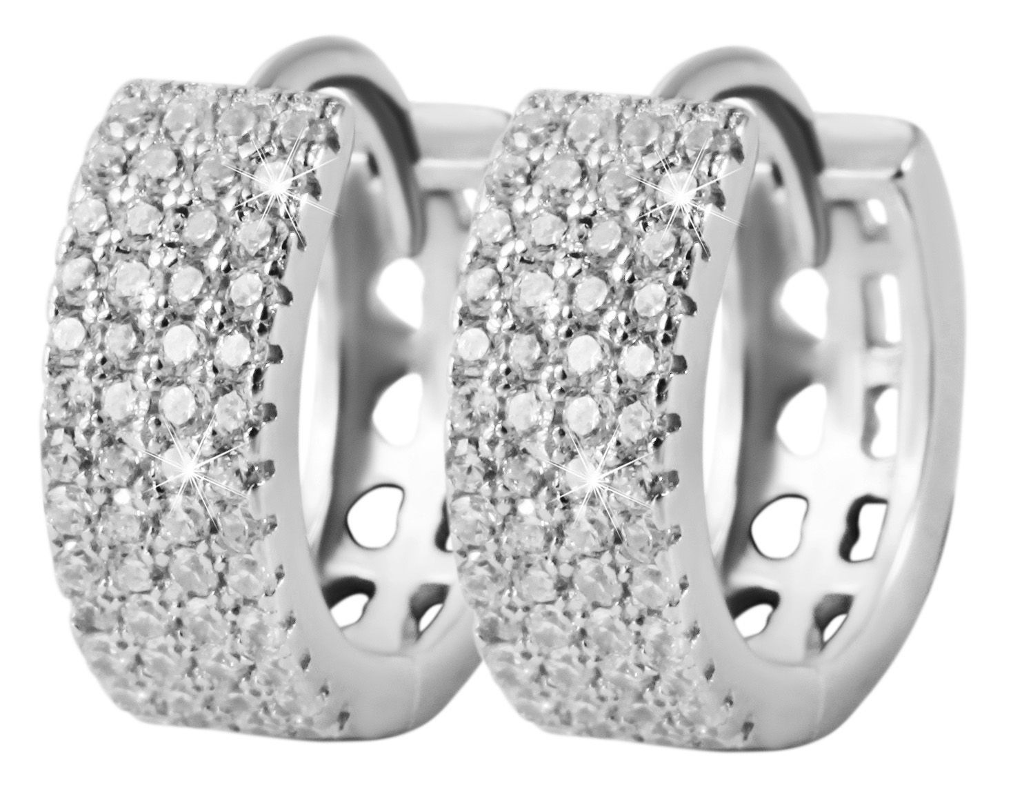 Adelia´s Klappcreolen »Damen Ohrringe – Klappcreole Herz aus 925 Silber mit Zirkonia« Ein kleines Geschenk mit großer Wirkung