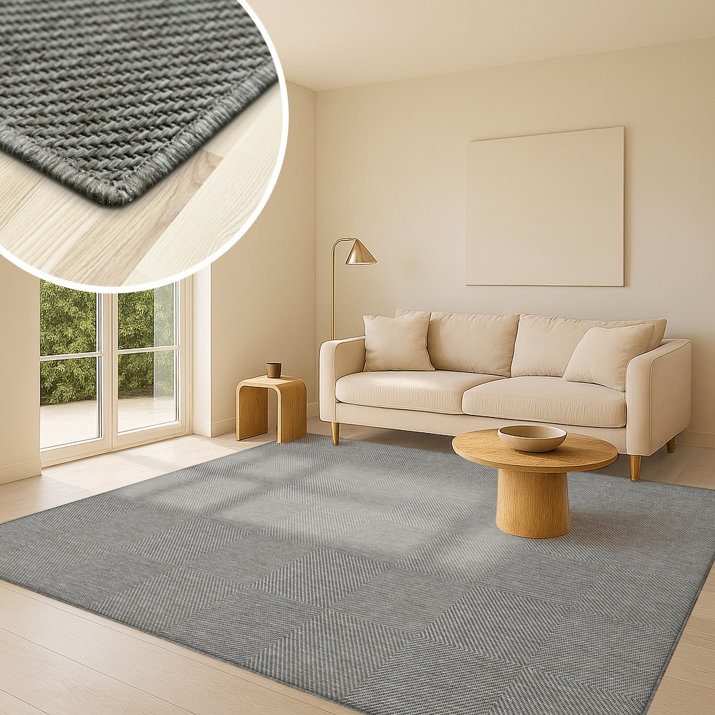 my home Teppich »Anna, auch als Läufer erhältlich«, rechteckig, 3 mm Höhe, In- und Outdoor geeignet, Sisal-Optik, Wetterfest & UV-beständig