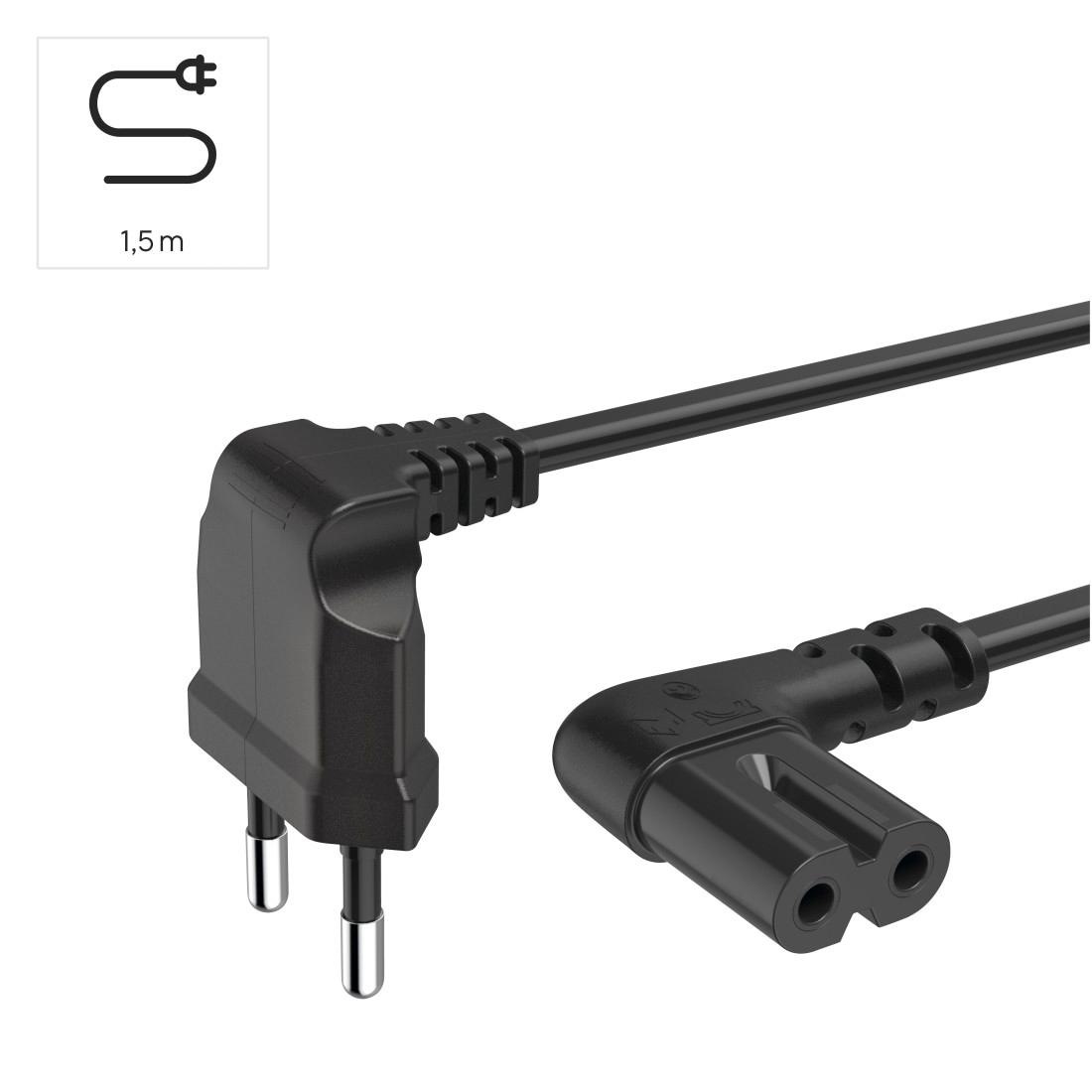 Hama Netzkabel »Netzkabel, beidseitig gewinkelt, Euro Stecker, Doppelnut, C7, 1,5 m«, Typ C (Eurostecker), 150 cm