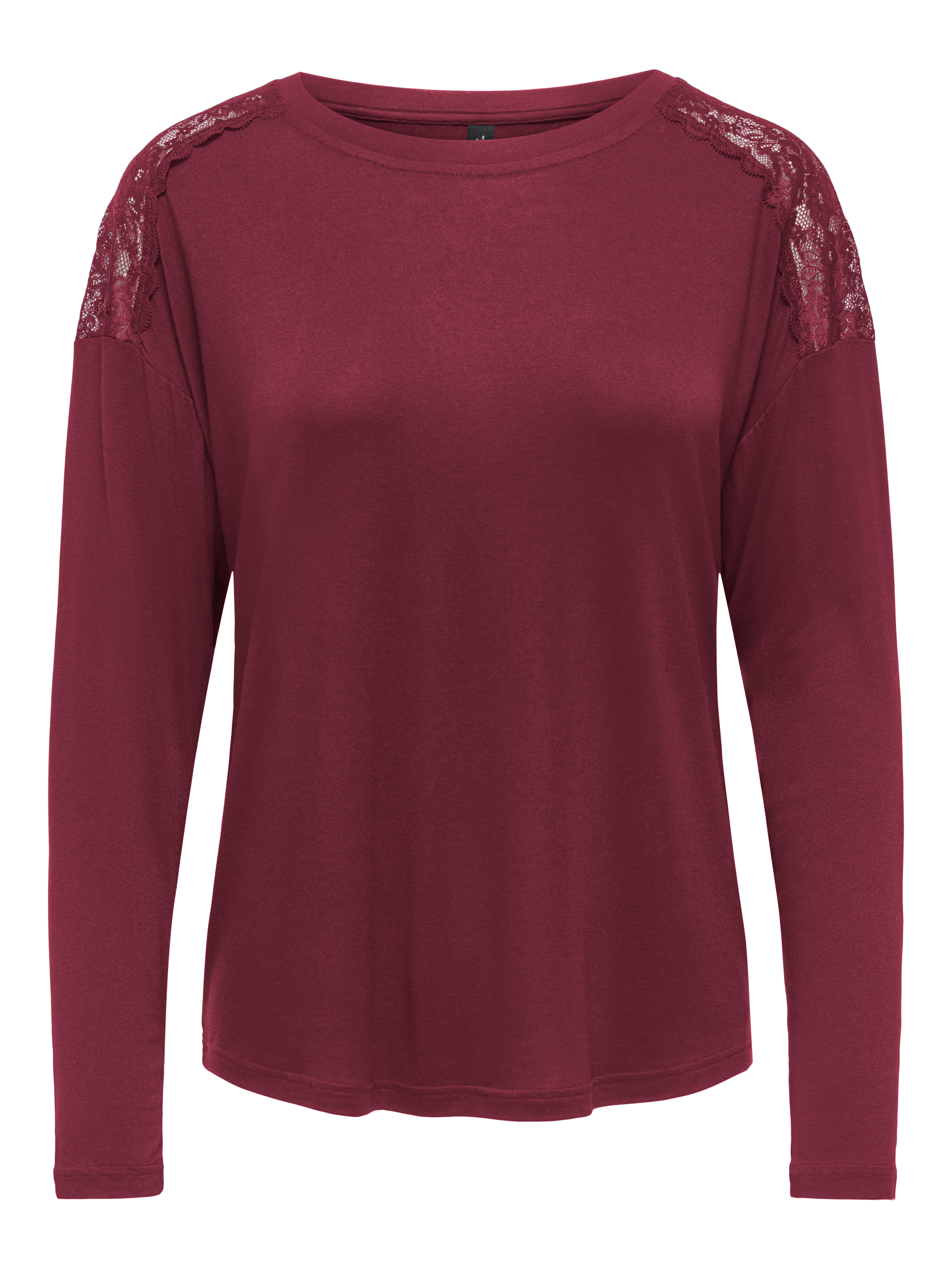 ONLY T-Shirt "ONLLUNI L/S TOP WITH LACE DETAILS CS JRS" Viskosemischung, regular fit