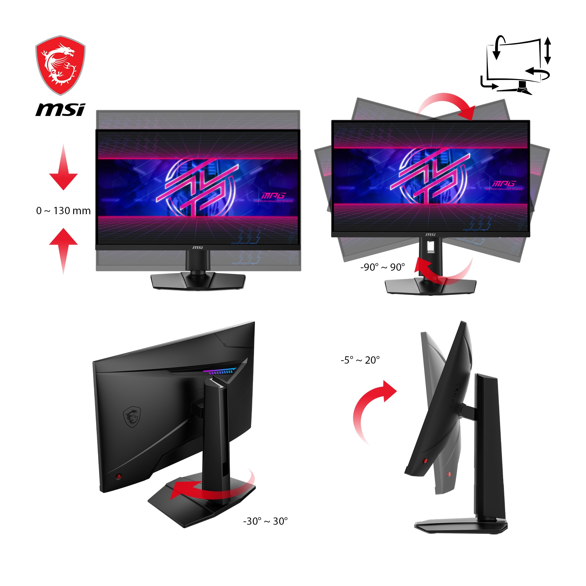 MSI Gaming-Monitor »MPG 274URF QD«, 69 cm/27 Zoll, 3840 x 2160 px, 4K Ultra HD, 0,5 ms Reaktionszeit, 160 Hz, 5-Wege Joystick Navigation