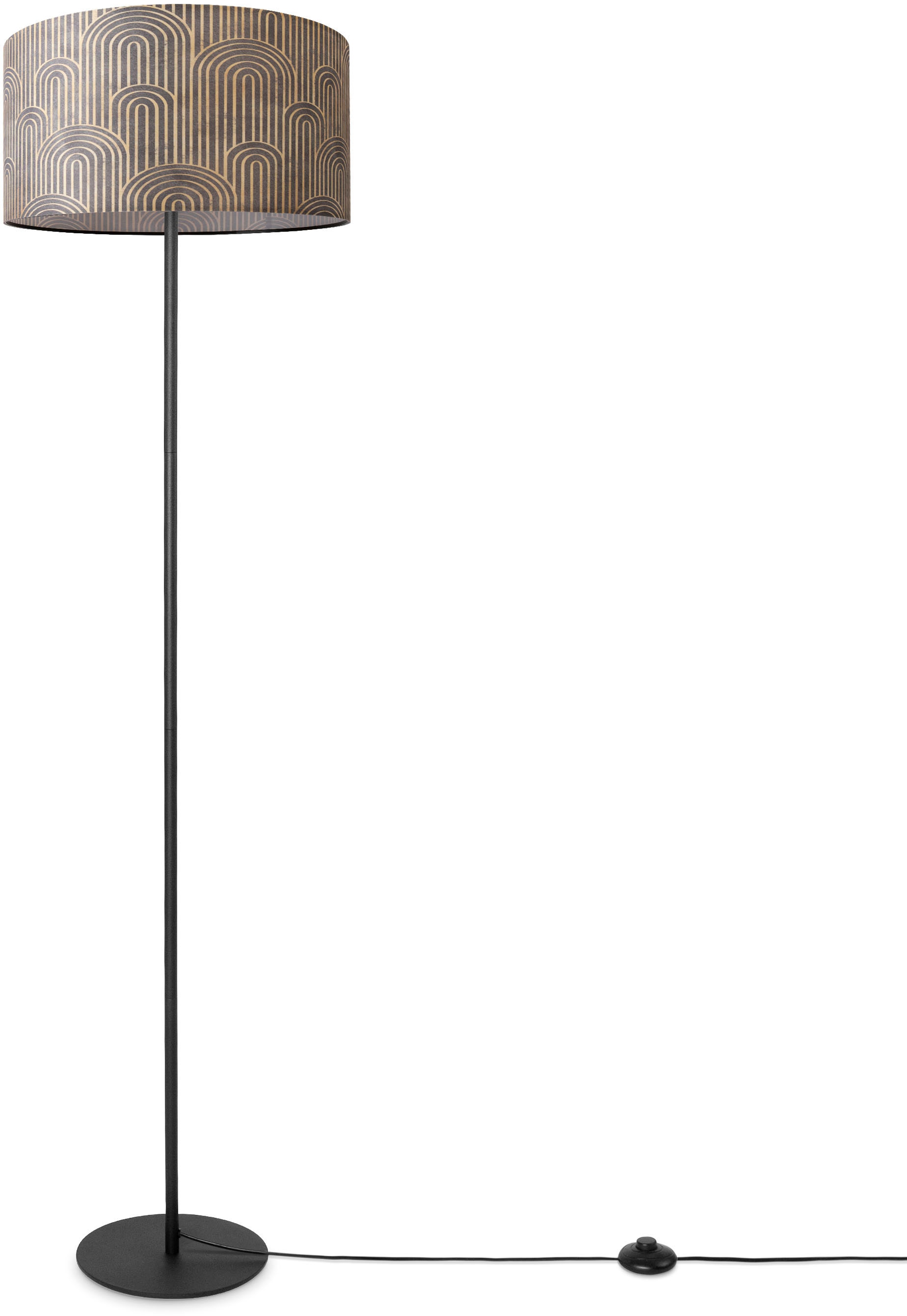 PACO HOME Stehlampe "Luca Pillar", Ø 38cm H: 144cm, schwarz, Wohnzimmer, Leuchten, Mit Stoffschirm Stehlampe Wohnzimmer Leselampe Modern Vintage E27