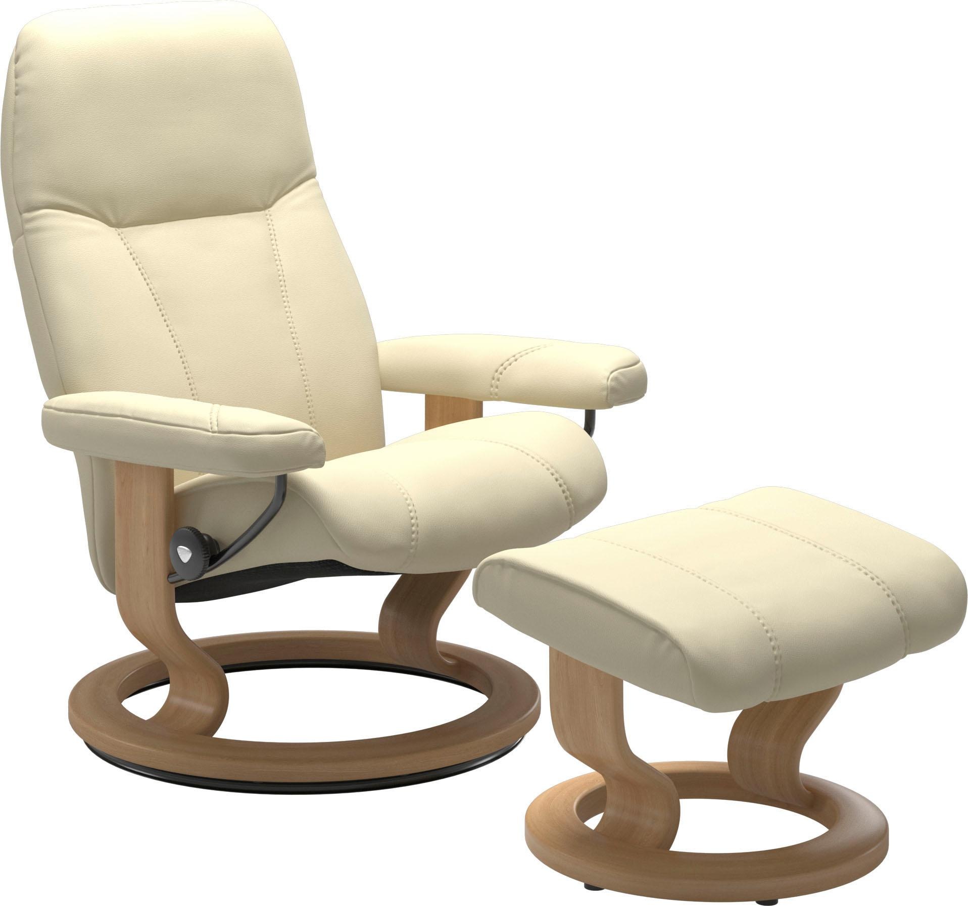 Stressless® Relaxsessel »Consul«, (Set, Relaxsessel mit Hocker), mit Hocker, mit Classic Base, Größe S, Gestell Eiche