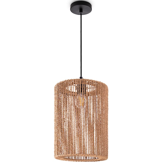 Paco Home Pendelleuchte »Hugo Ricarda«, Wohnzimmer Esszimmer Rattan Optik  Boho Lampenschirm Papier Rund | BAUR