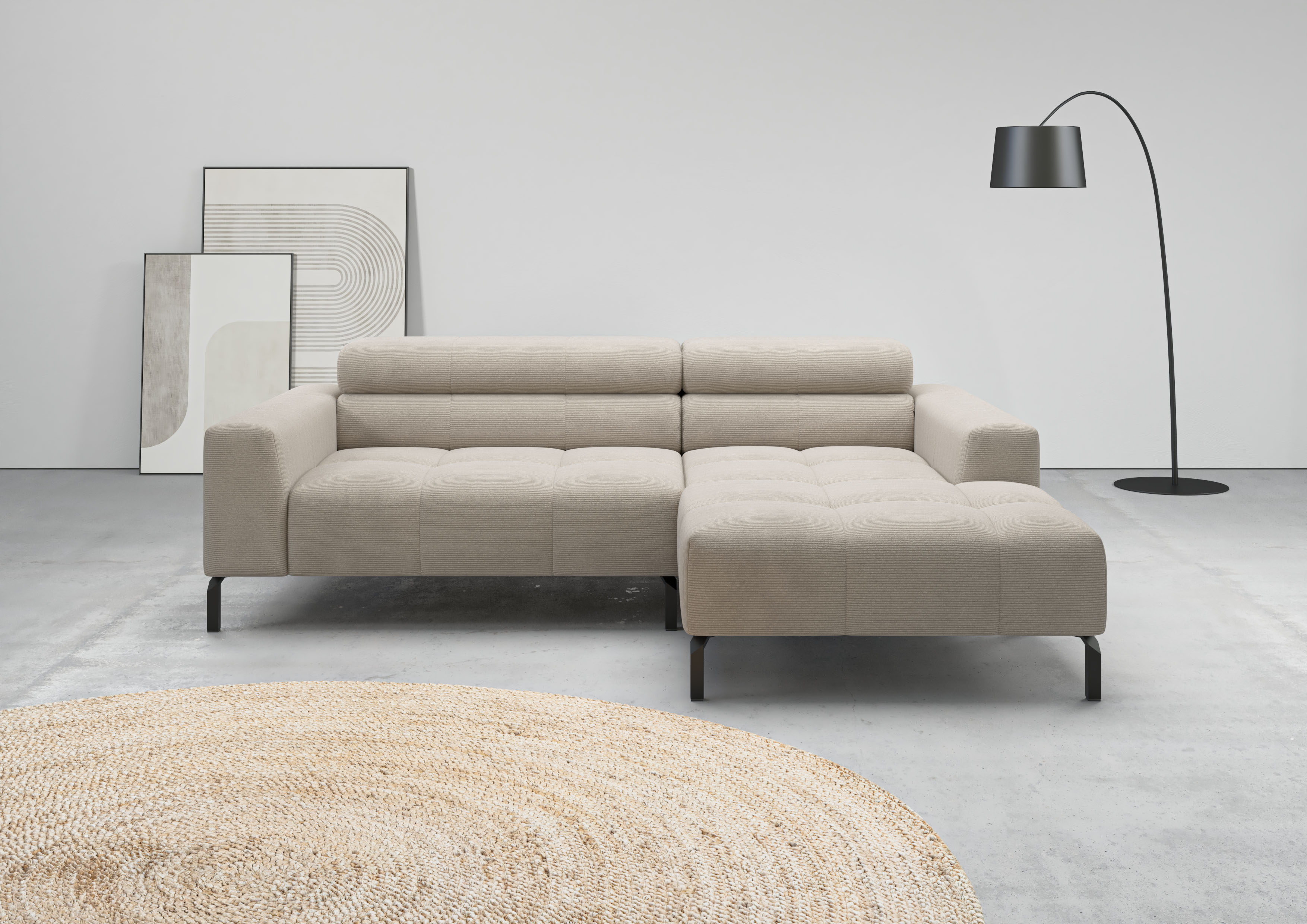 Home affaire Ecksofa "Claya, 223 cm breit, L-Form, Kopfteilverstellung"