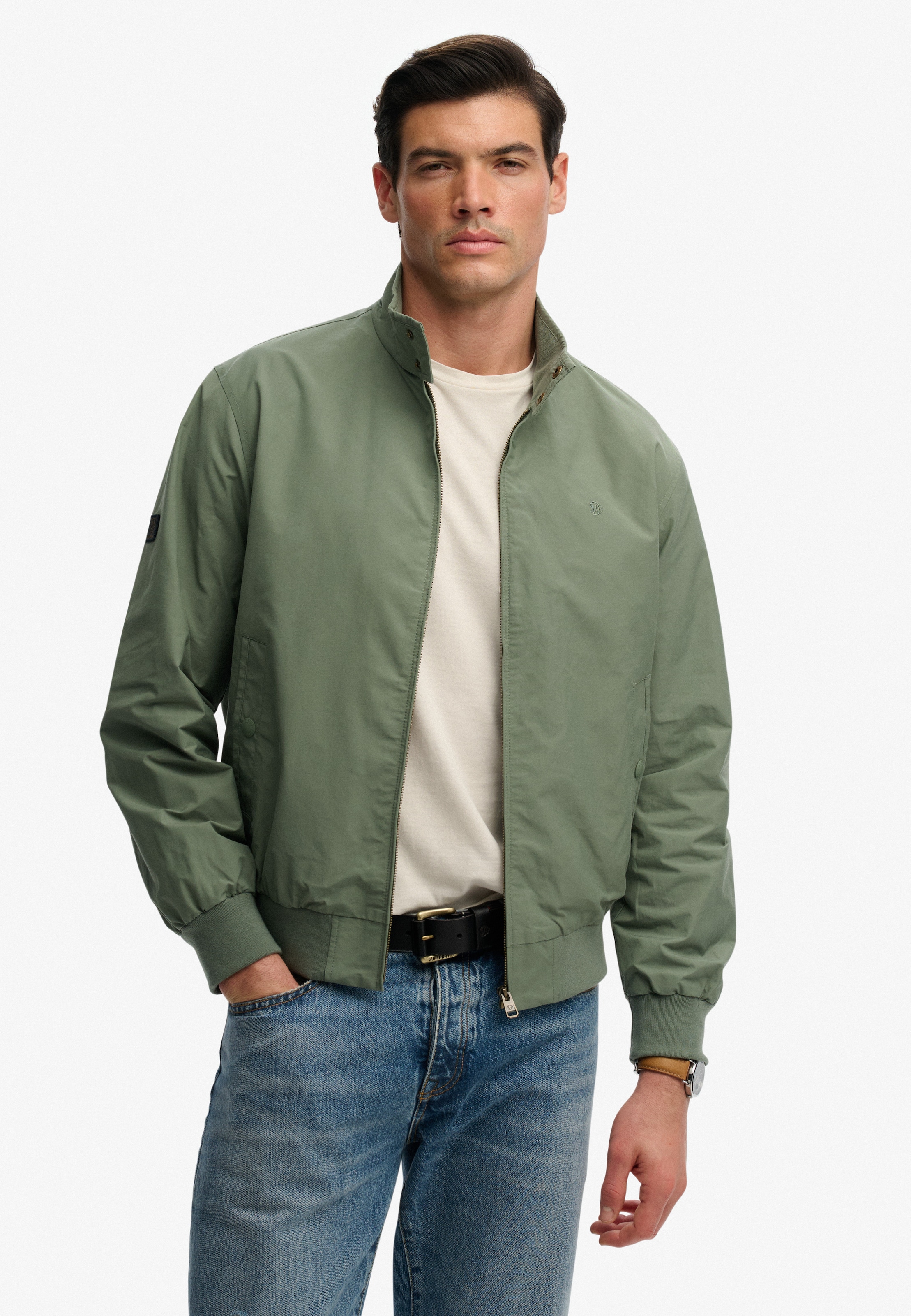 Superdry Parka »CLASSIC HARRINGTON JACKET« ohne Kapuze Relaxed Fit, mit hochschließendem Kragen, aus Polyester und Baumwolle