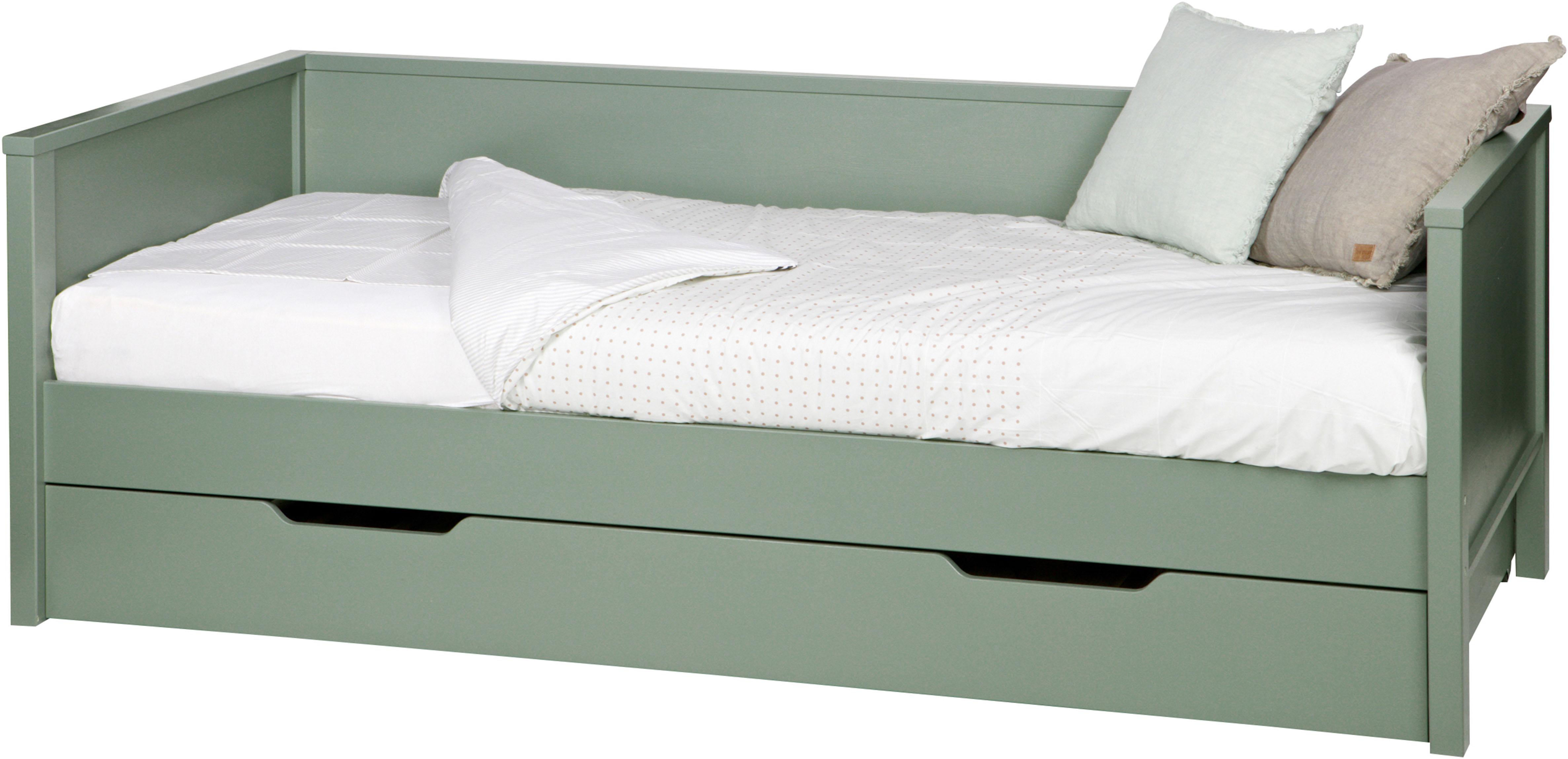WOOOD Bettgestell "Nikki FSC-Kiefernholz gebürstet, H 73 x B 208 x D 100 cm" Matratzenmaß 90x200 cm, Schublade optional, mit akzentuierter Maserung