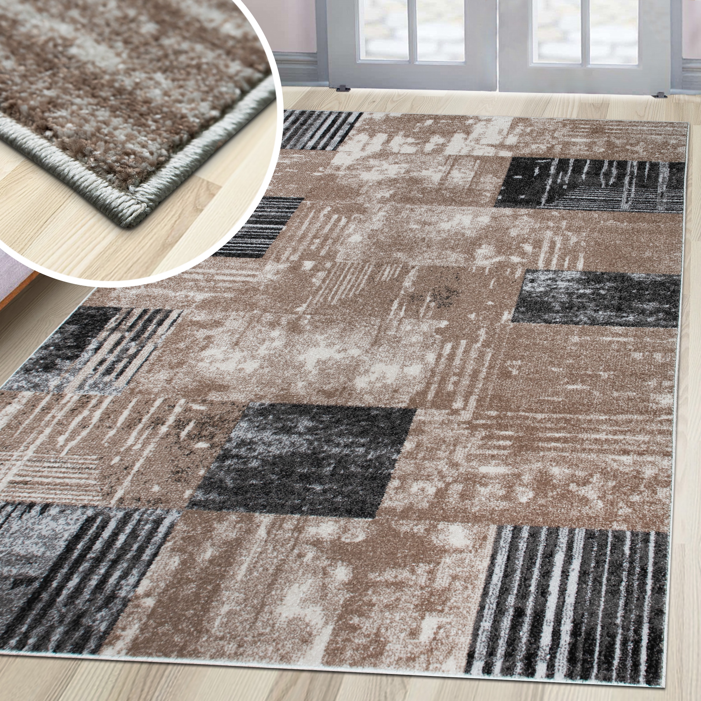OTTO home Teppich »Lunari, Vintage-Karo Design«, rechteckig, 9 mm Höhe, modern, weiche Haptik, Wohnzimmer, Esszimmer, Schlafzimmer