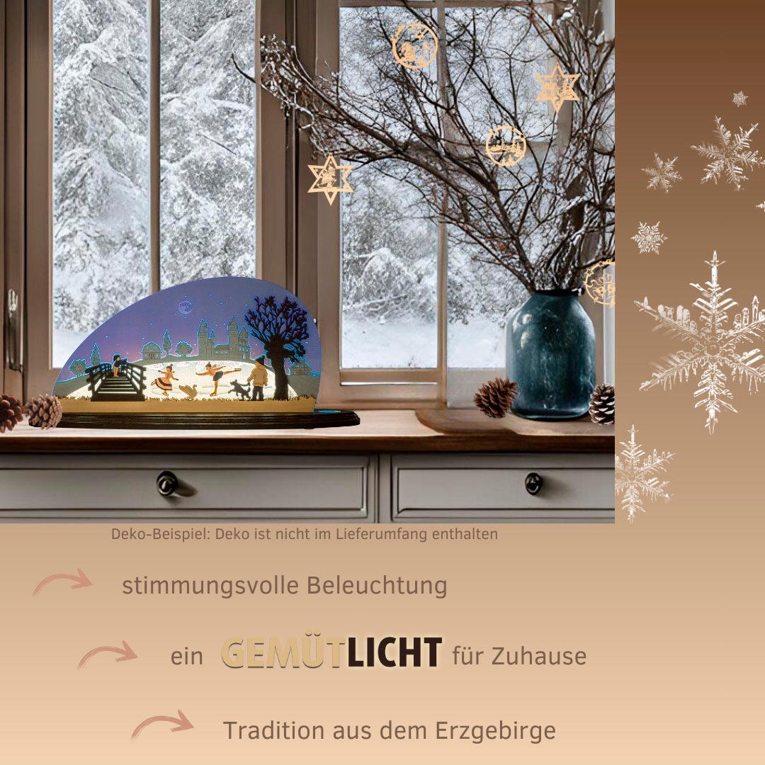 Weigla LED Lichterbogen »Eiszauber, moderner Schwibbogen aus Holz & Acryl, Winterdeko«, Erzgebirge garantiert, Weihnachtsdeko Innen, Weihnachtsbeleuchtung