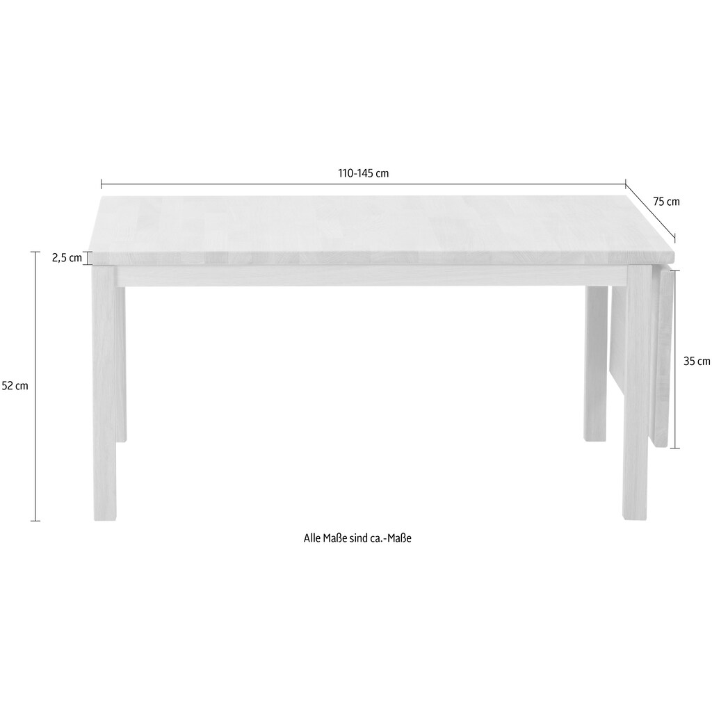 Hammel Furniture Couchtisch »Basic Marcus, zwei Größen (110 cm mit Platteausklap),«, zwei Massivholzarten, stabiler dänische Design Kaffeetisch, Sofatisch