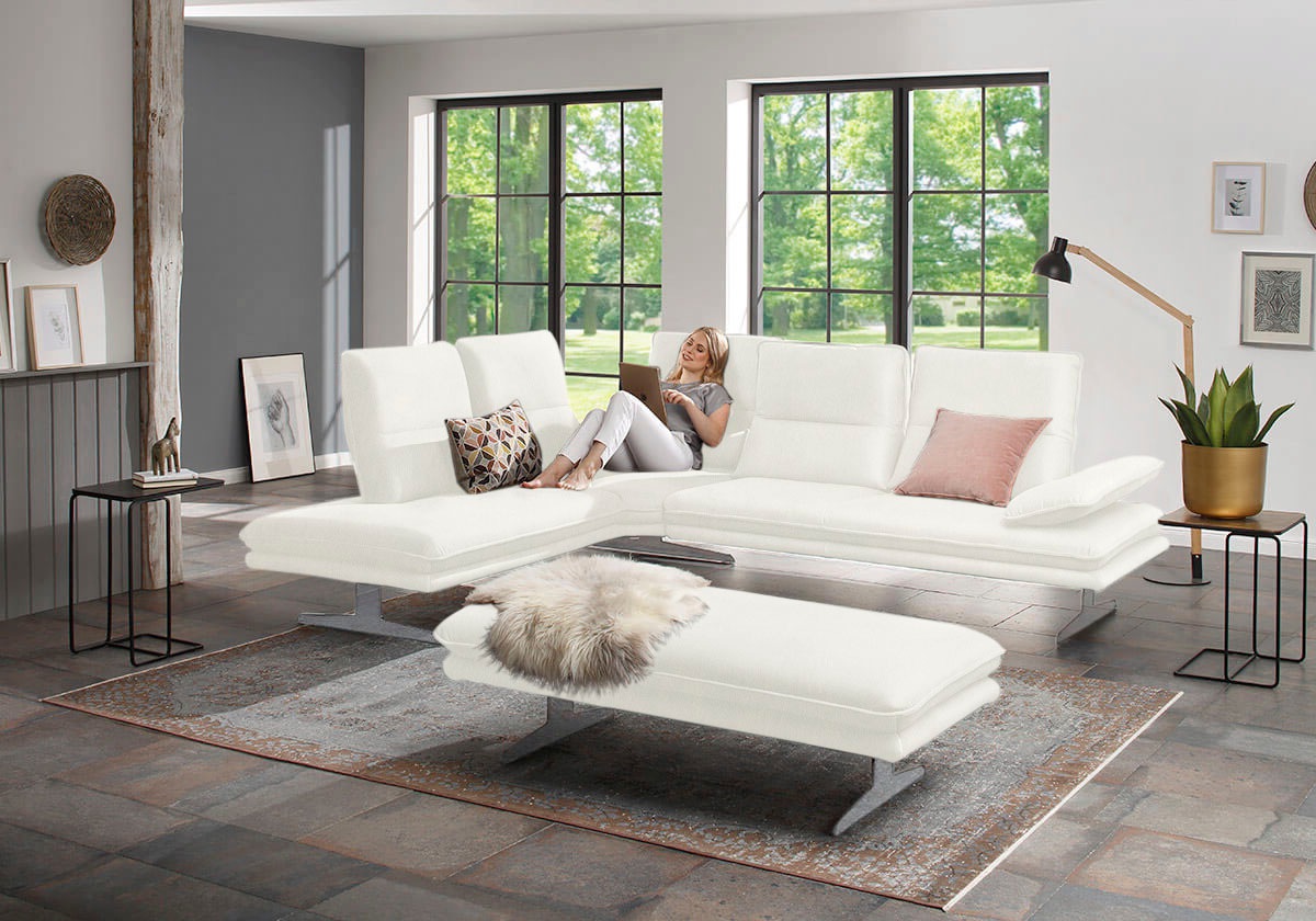 W.SCHILLIG Ecksofa »broadway, Designsofa, toller Sitzkomfort, zeitlos, elegant, L-Form«, Sitztiefenverstellung, Kopfteil- & Seitenteilverstellung, Breite 284cm